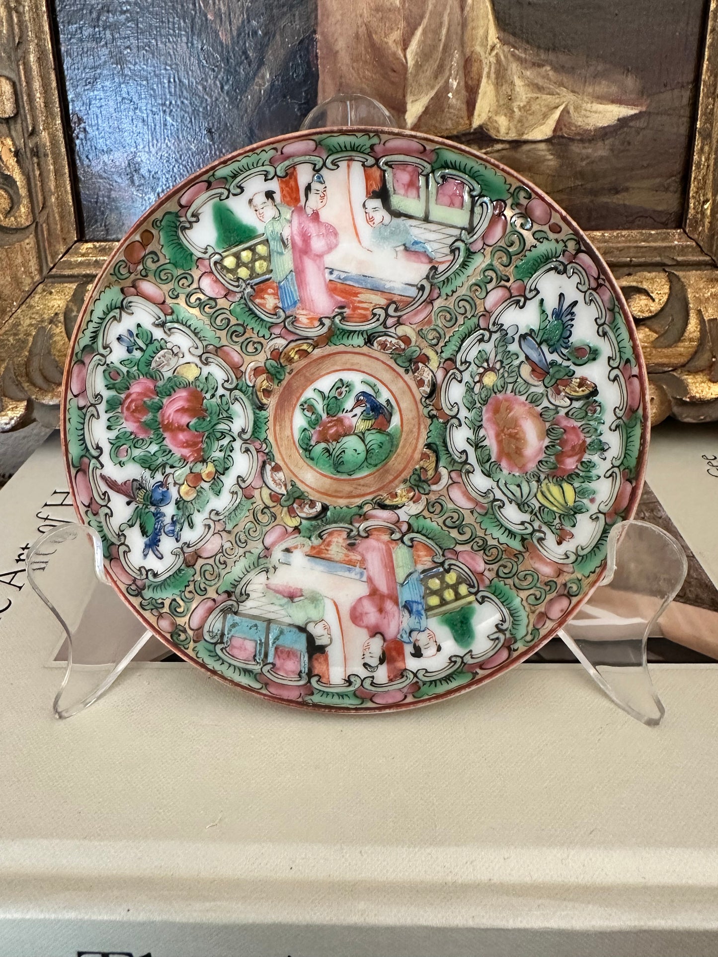 Antique Rose Medallion Plate, 5" Chinese Export Porcelain Plate