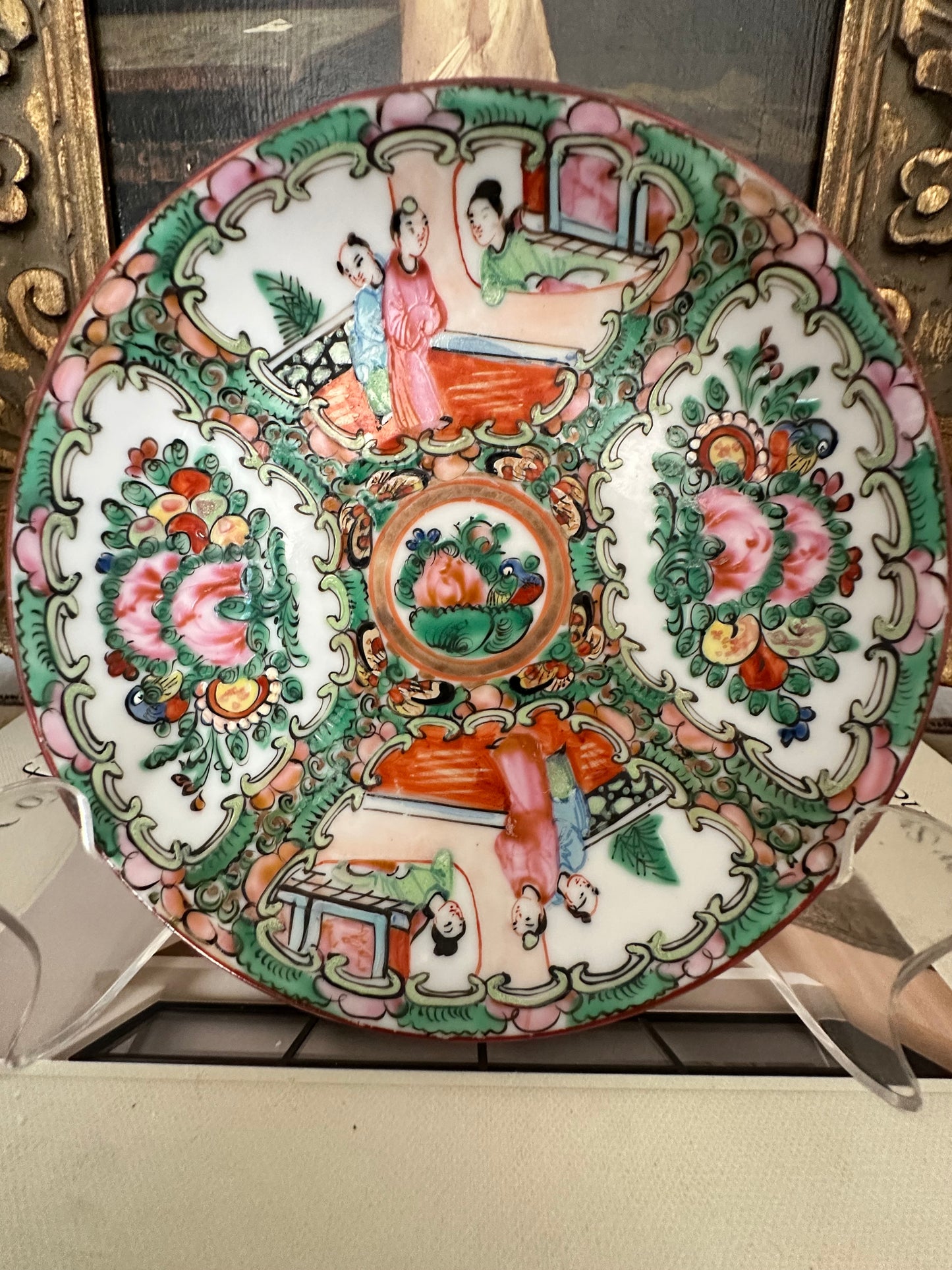 Vintage Chinese Rose Medallion Plate, Republic Period, circa 1920s–1940s - 5.5"