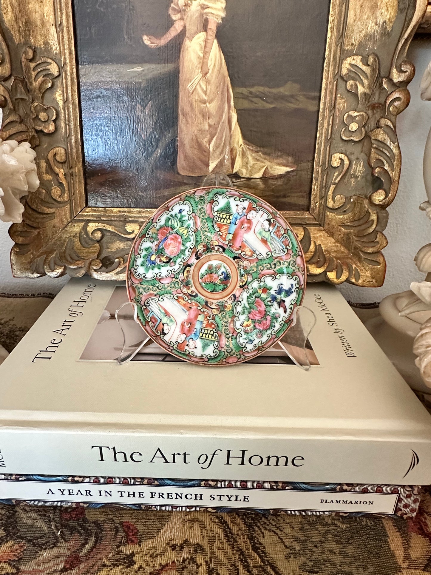 Antique Rose Medallion Plate, 5" Chinese Export Porcelain Plate