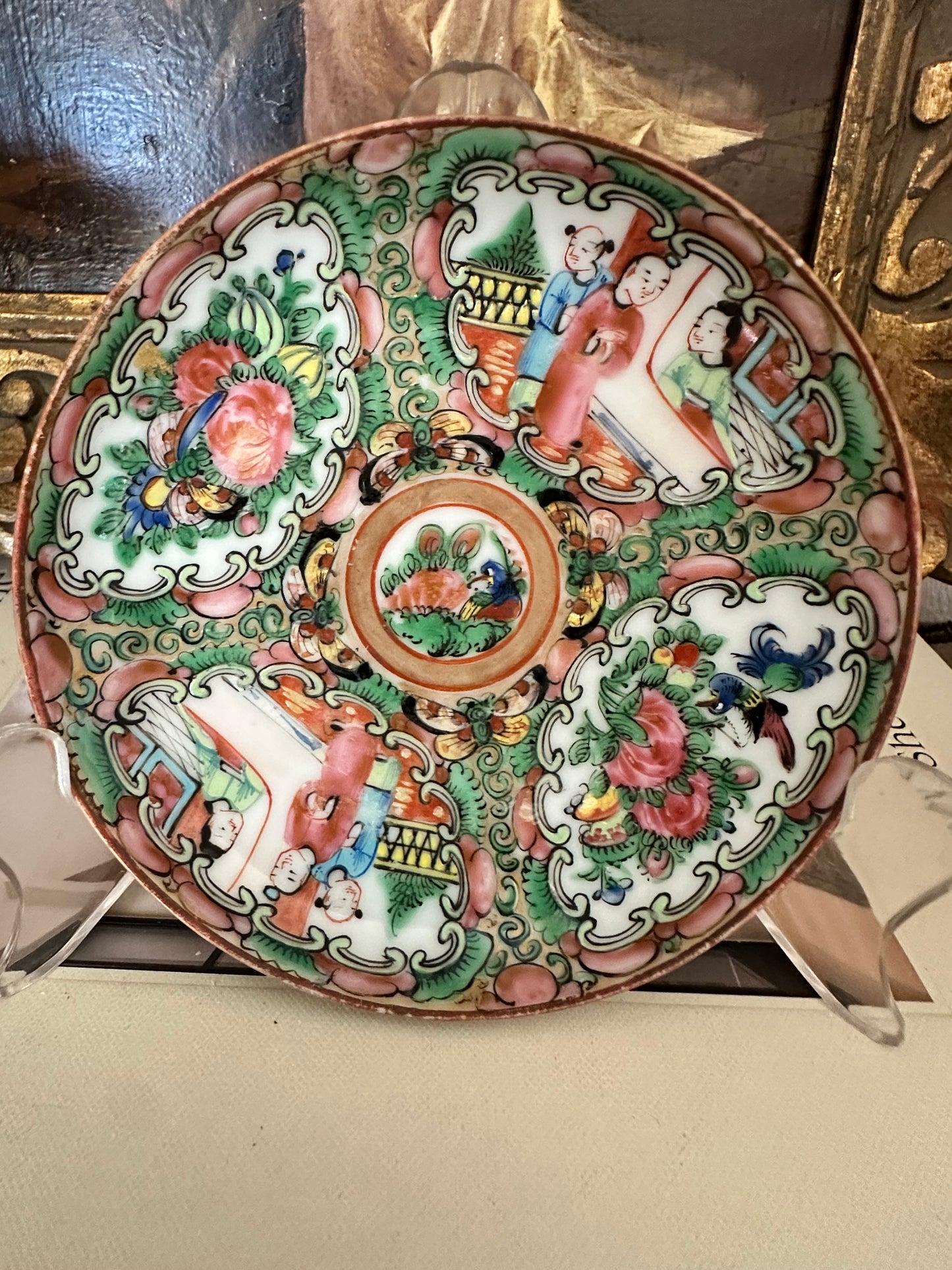 Antique Rose Medallion Plate, 5" Chinese Export Porcelain Plate