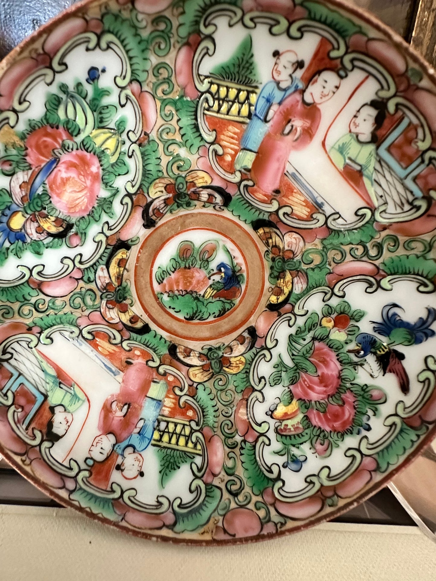 Antique Rose Medallion Plate, 5" Chinese Export Porcelain Plate