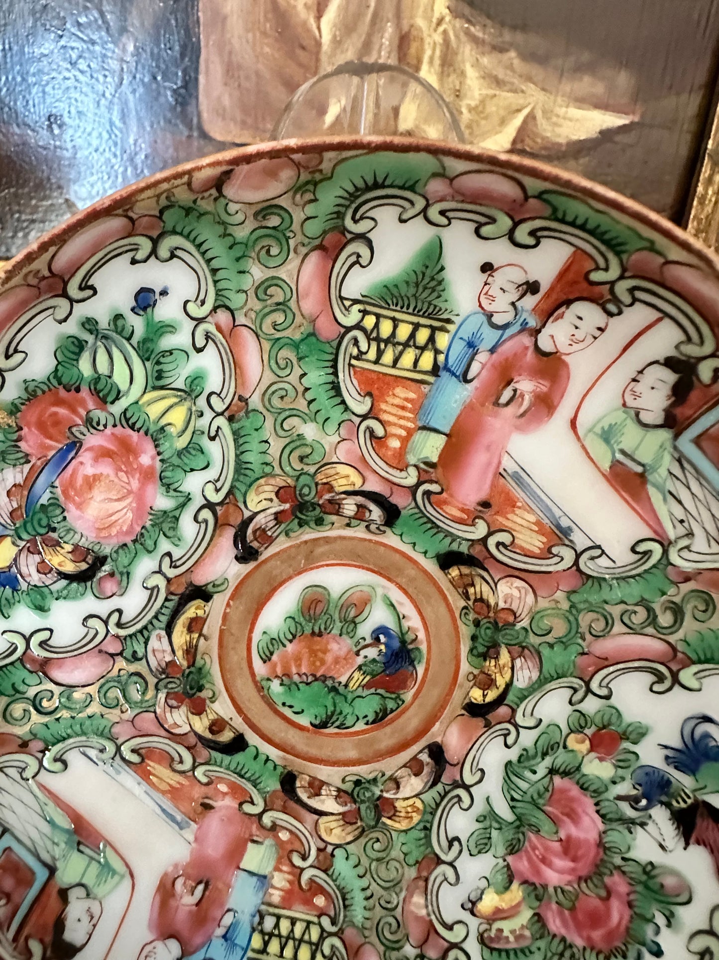 Antique Rose Medallion Plate, 5" Chinese Export Porcelain Plate