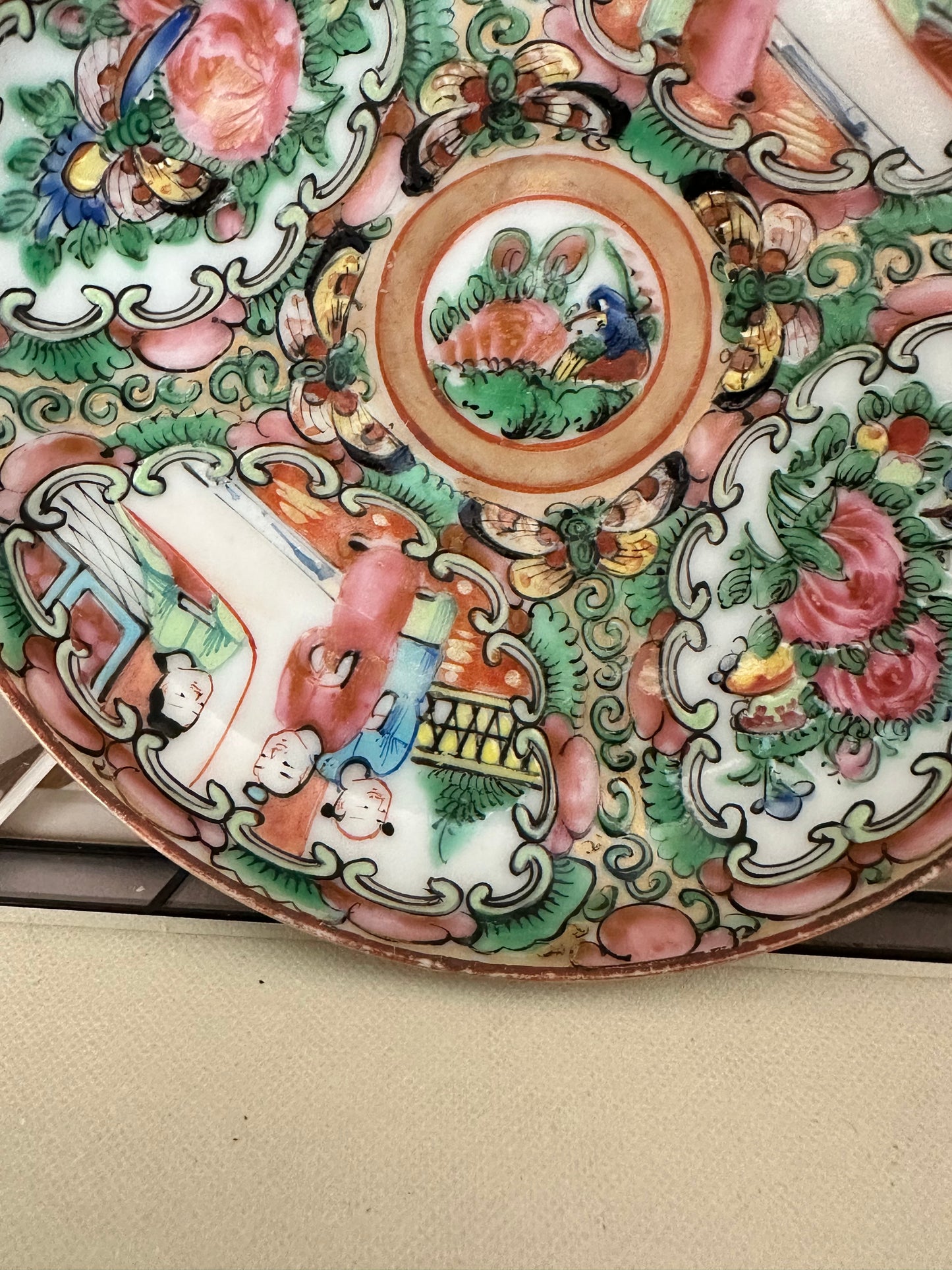 Antique Rose Medallion Plate, 5" Chinese Export Porcelain Plate