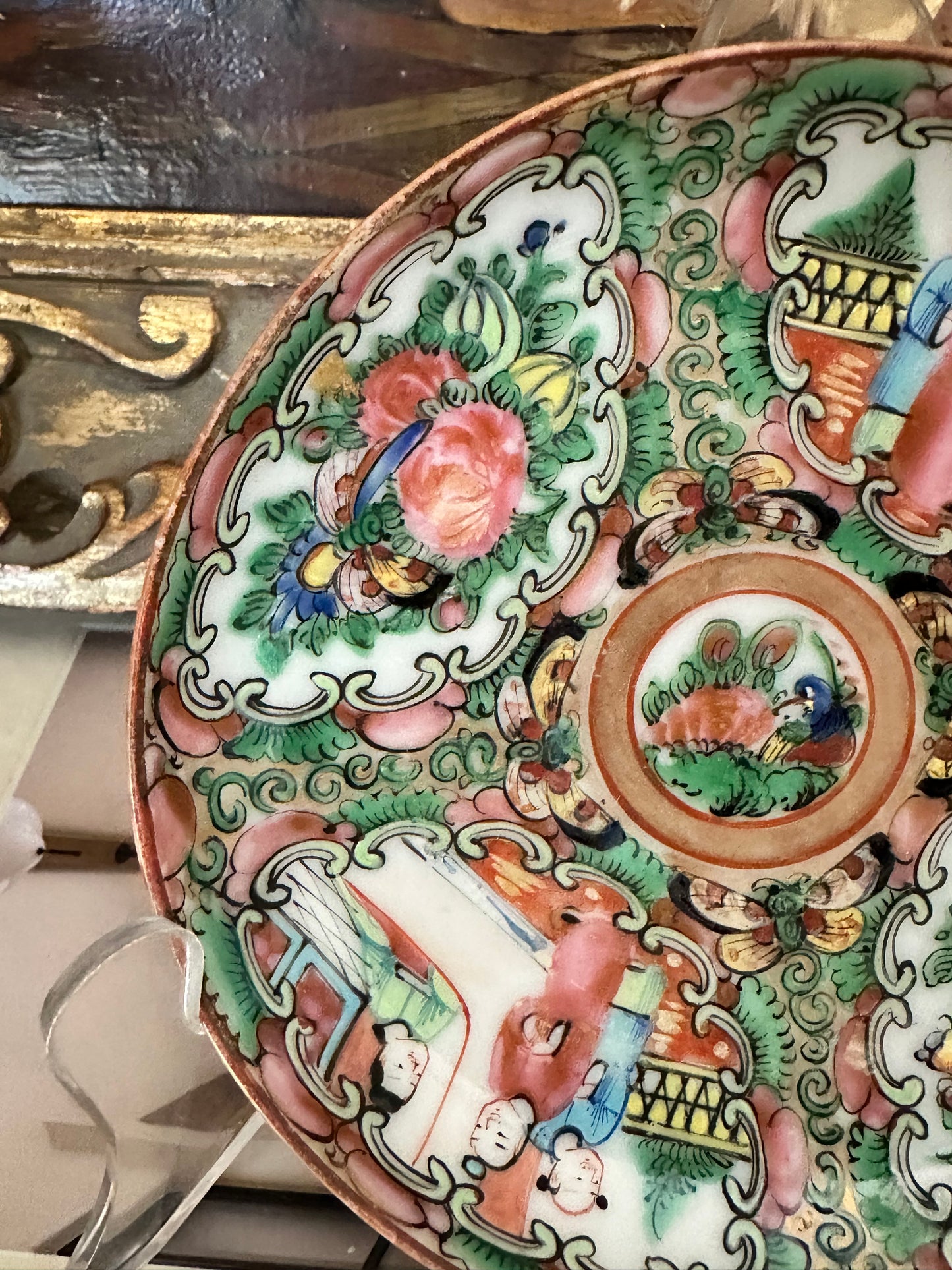 Antique Rose Medallion Plate, 5" Chinese Export Porcelain Plate