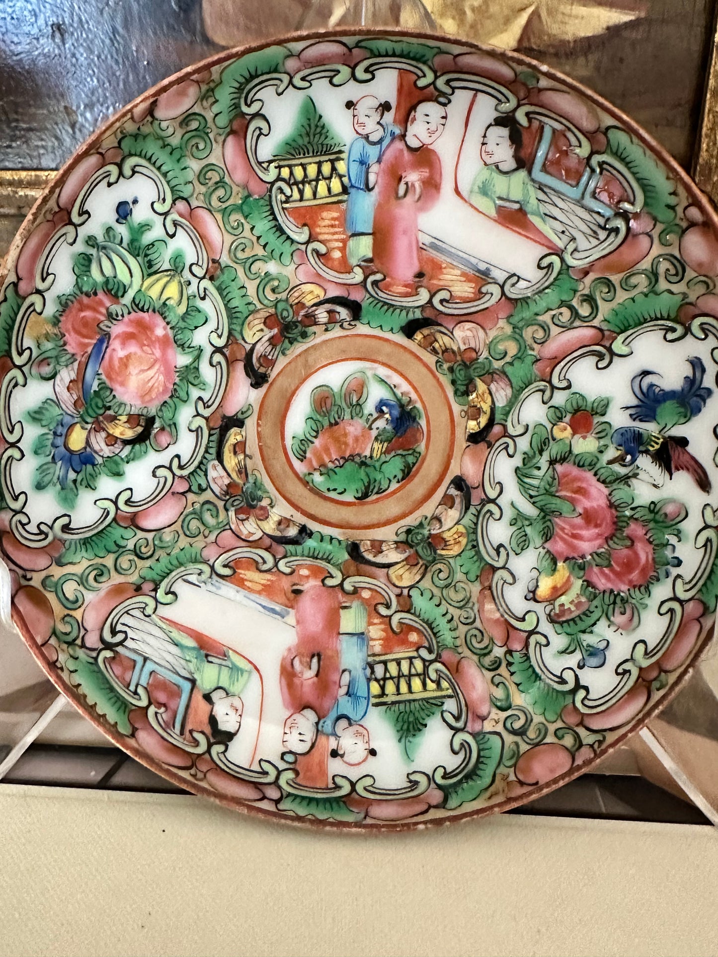 Antique Rose Medallion Plate, 5" Chinese Export Porcelain Plate