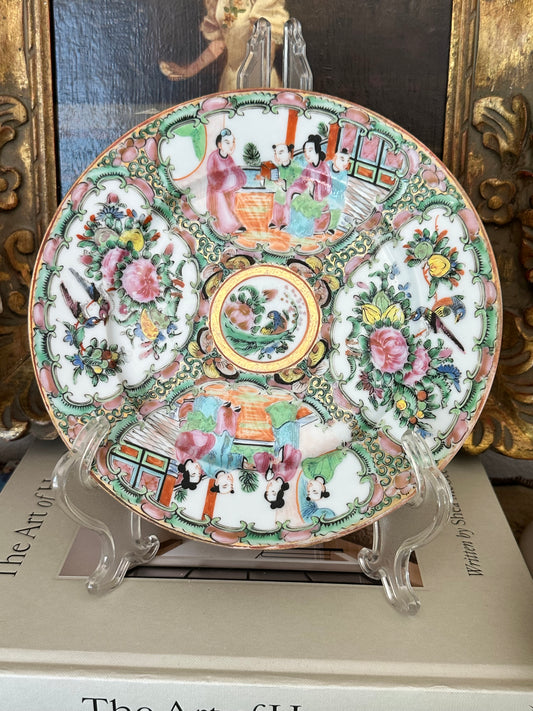 Antique Chinese Rose Medallion Plate | 8.5"