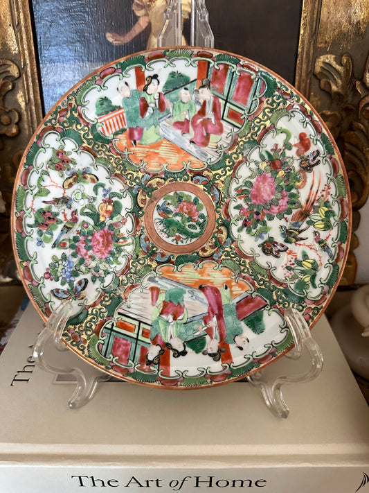Antique Chinese Rose Medallion Plate | 8.25"