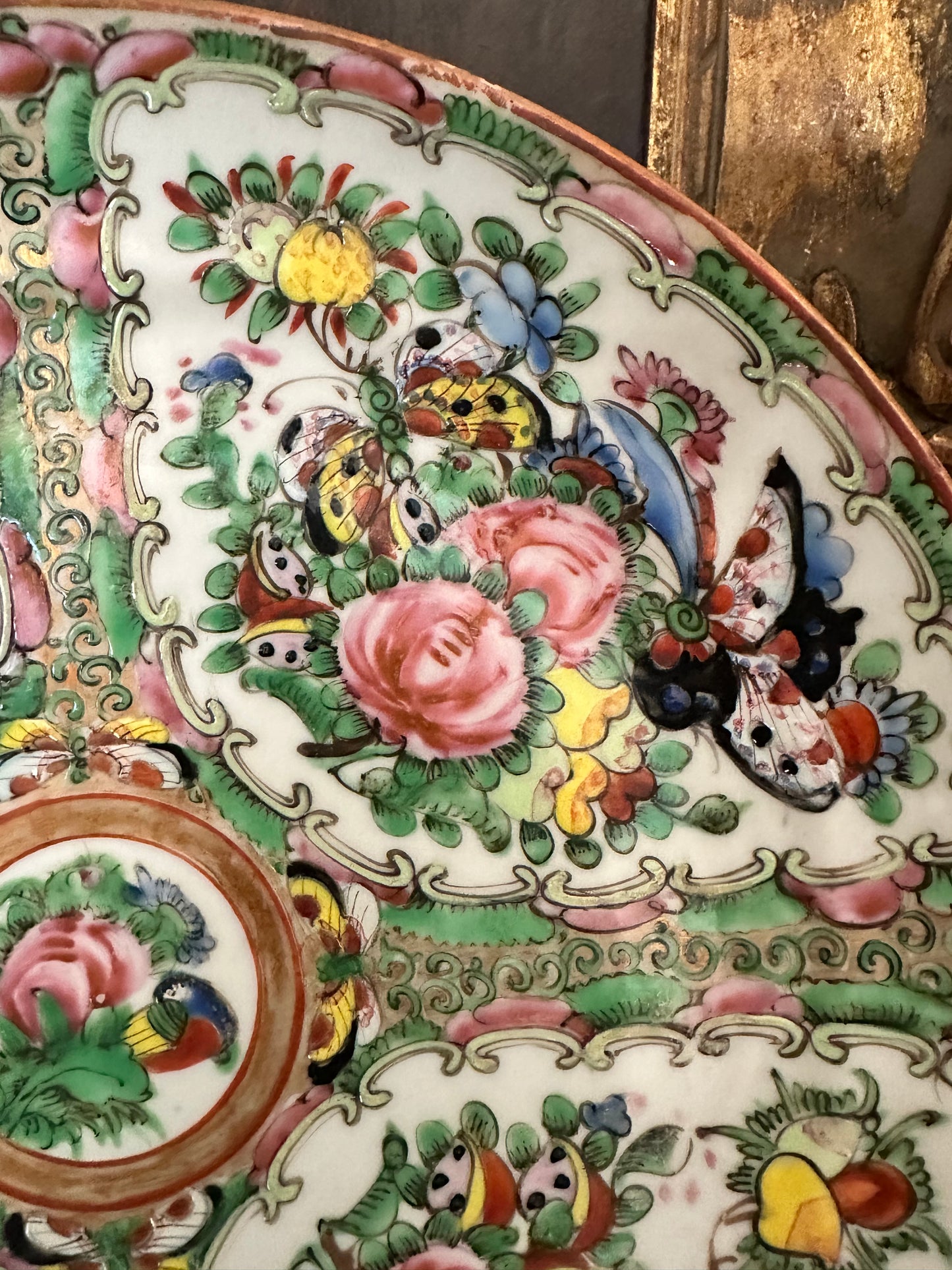 Antique Chinese Rose Canton Plate | 9.5"