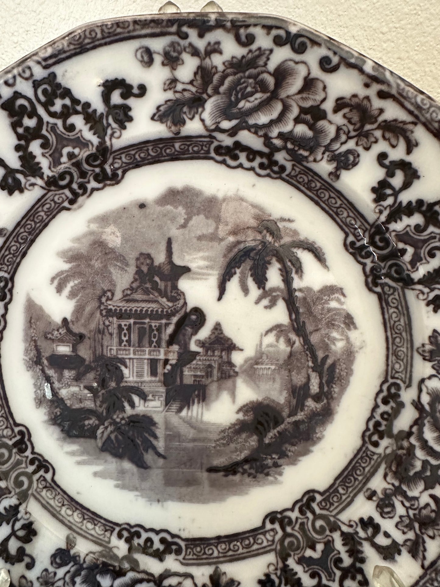 Antique Davenport Cyprus Flow Black 9" Ironstone Plates – Two Available, Sold Individually