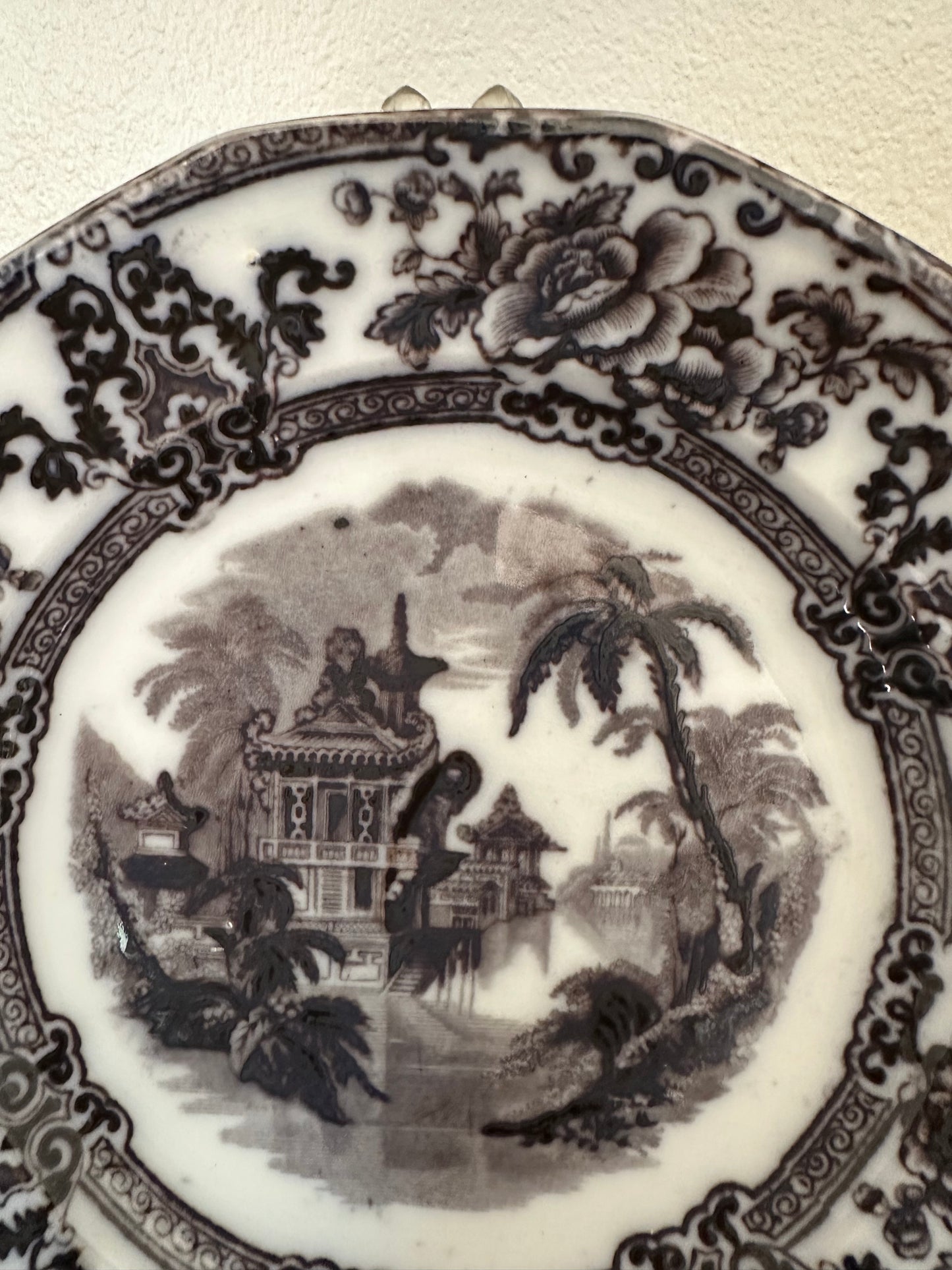 Antique Davenport Cyprus Flow Black 9" Ironstone Plates – Two Available, Sold Individually