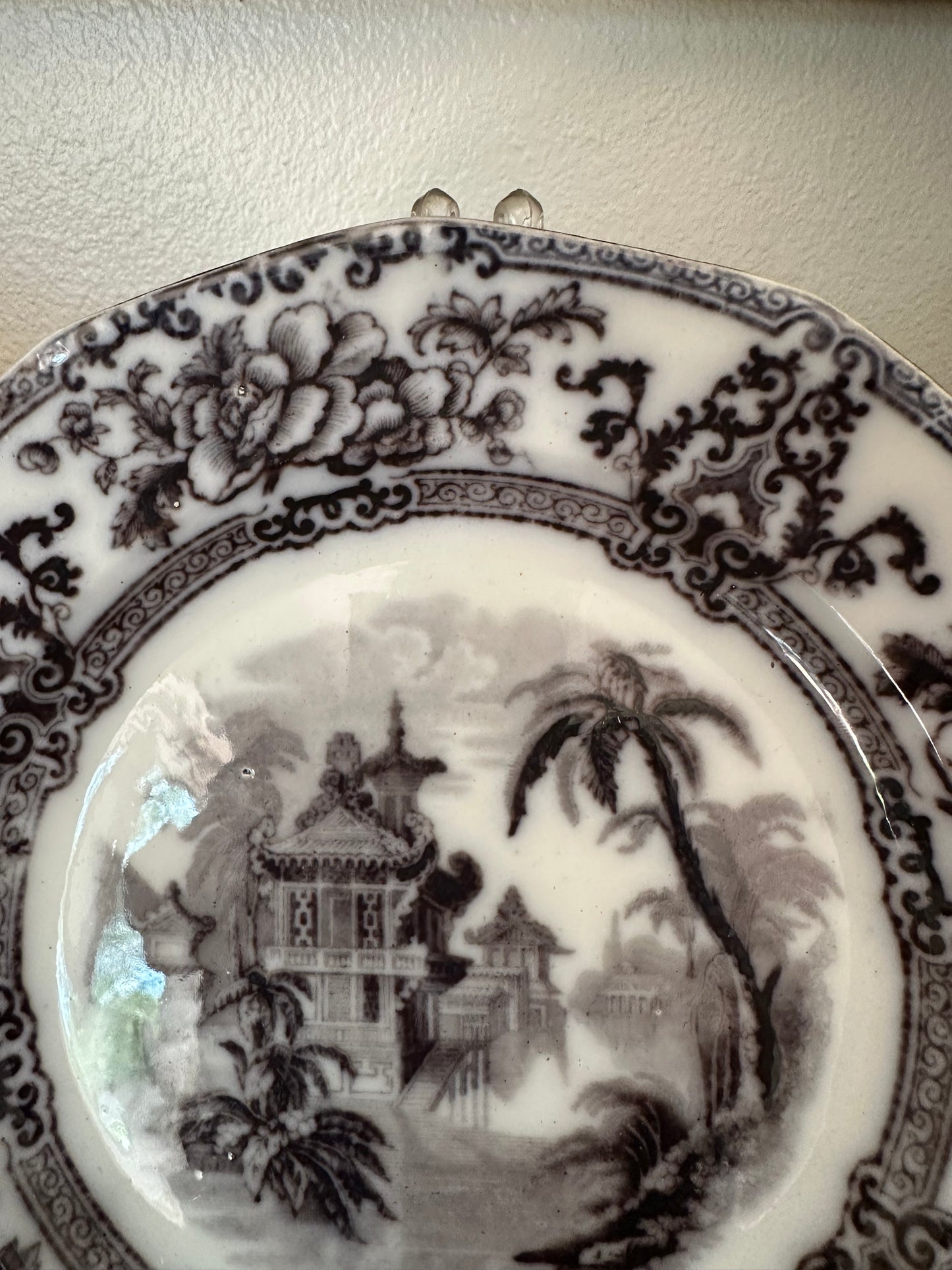 Antique Davenport Cyprus Flow Black 9" Ironstone Plates – Two Available, Sold Individually