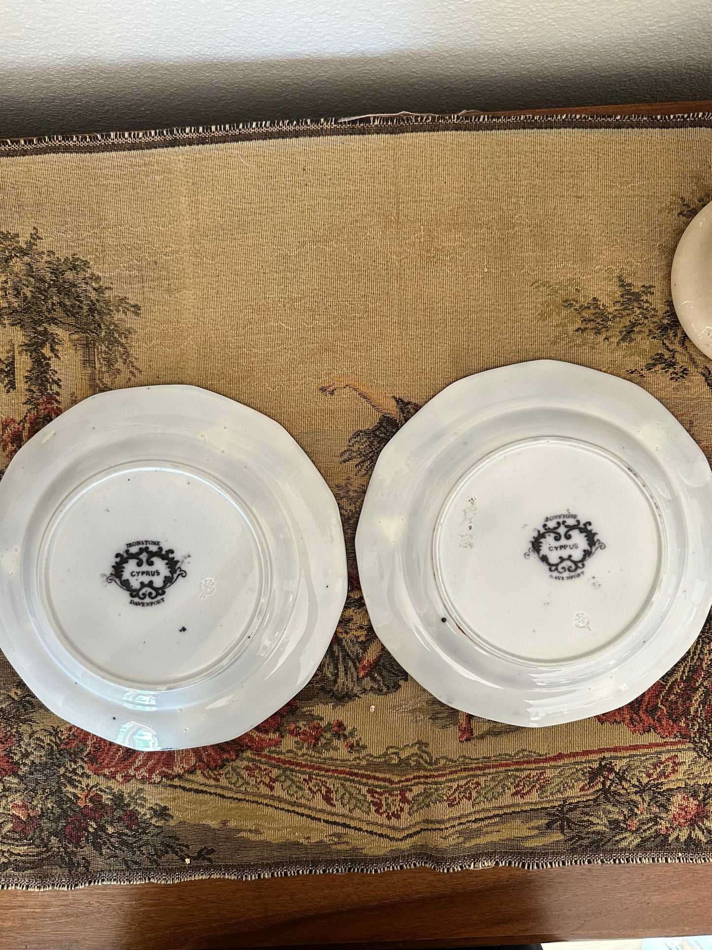 Antique Davenport Cyprus Flow Black 9" Ironstone Plates – Two Available, Sold Individually