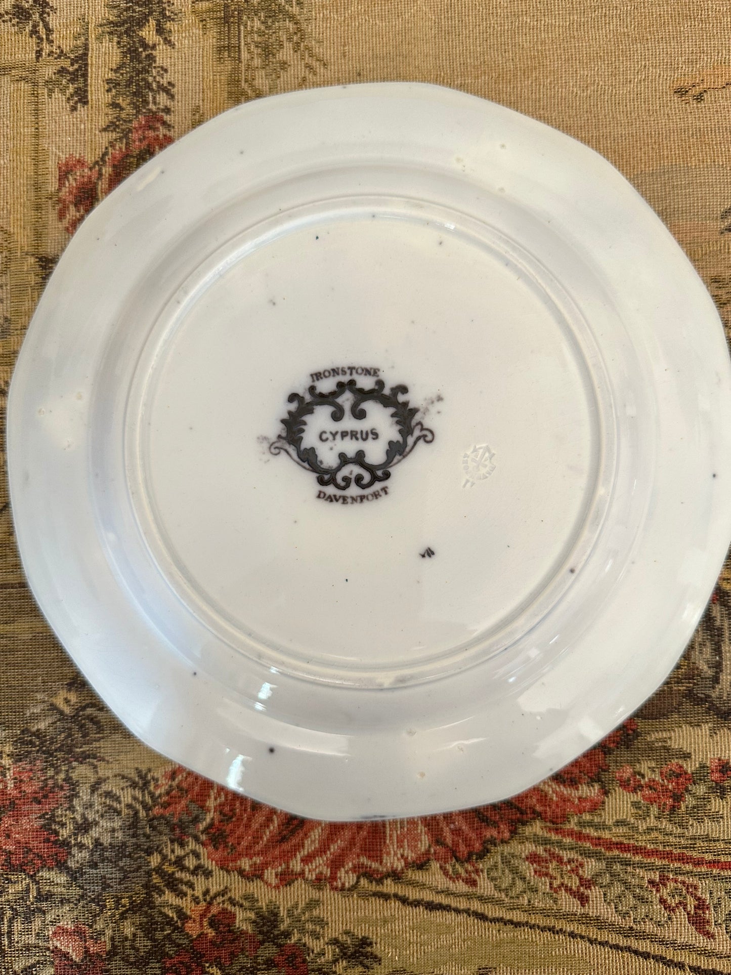 Antique Davenport Cyprus Flow Black 9" Ironstone Plates – Two Available, Sold Individually