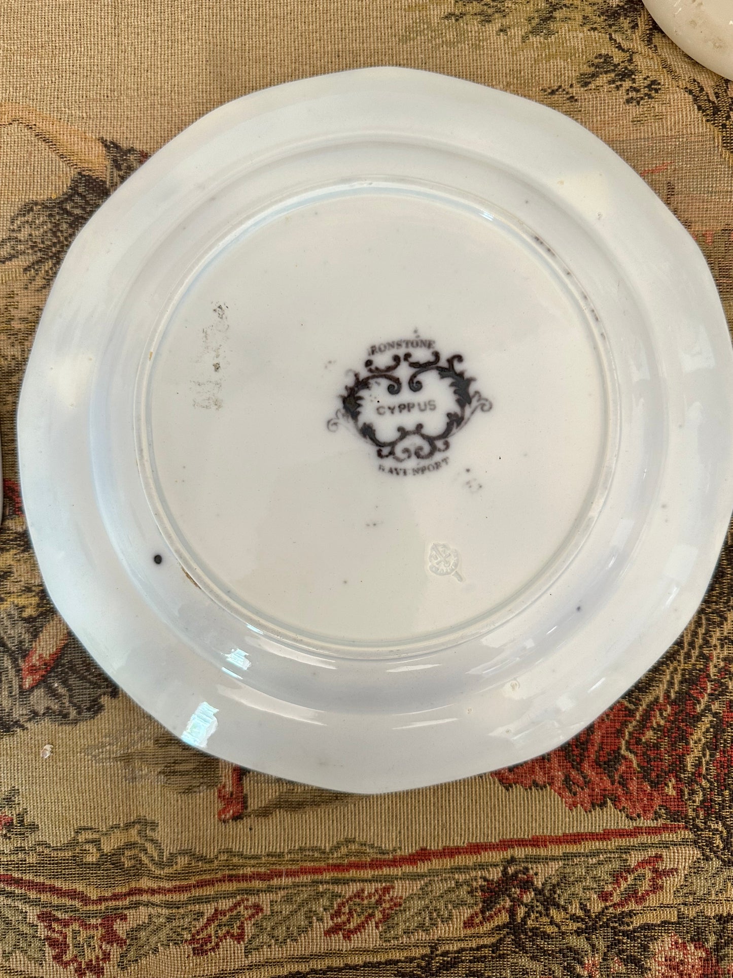Antique Davenport Cyprus Flow Black 9" Ironstone Plates – Two Available, Sold Individually