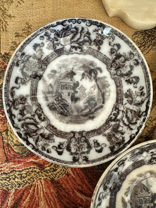 Antique Davenport Cyprus Flow Black Saucers – Three Available – 5.75"