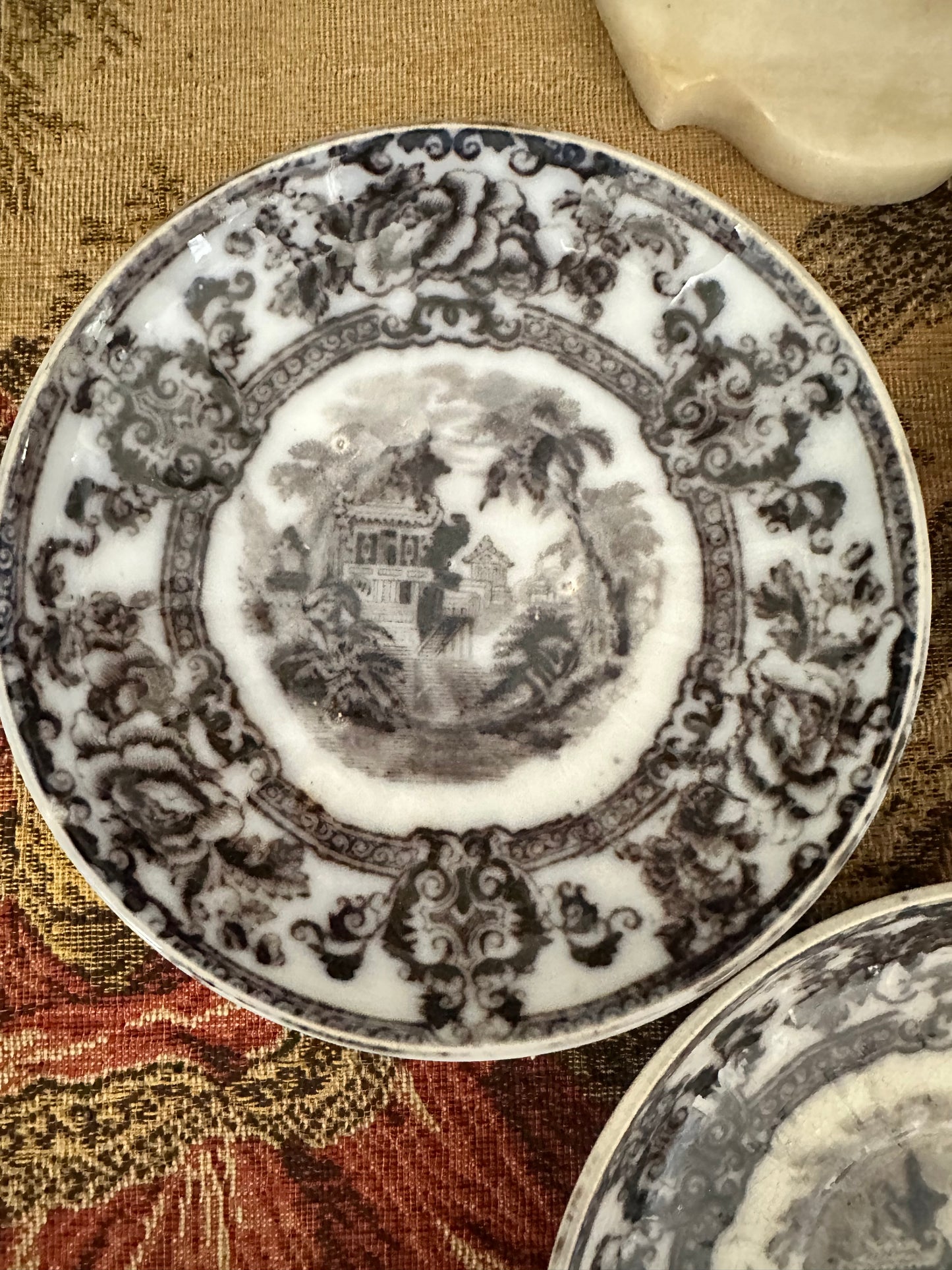 Antique Davenport Cyprus Flow Black Saucers – Three Available – 5.75"