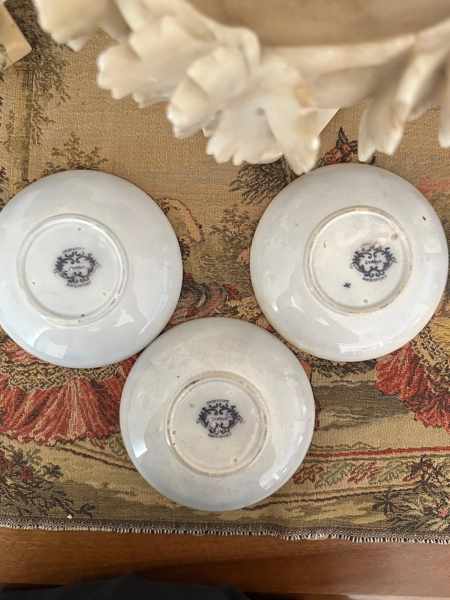 Antique Davenport Cyprus Flow Black Saucers – Three Available – 5.75"