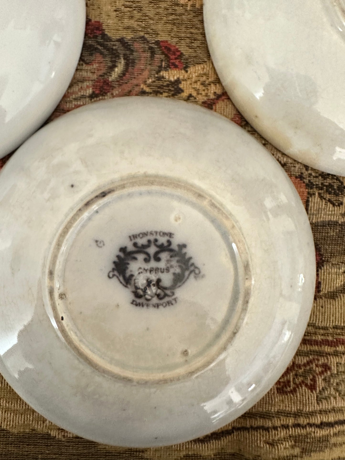 Antique Davenport Cyprus Flow Black Saucers – Three Available – 5.75"