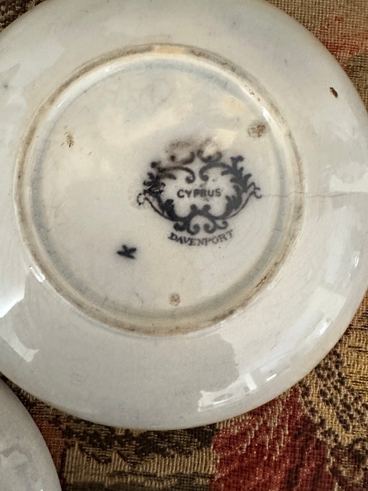 Antique Davenport Cyprus Flow Black Saucers – Three Available – 5.75"