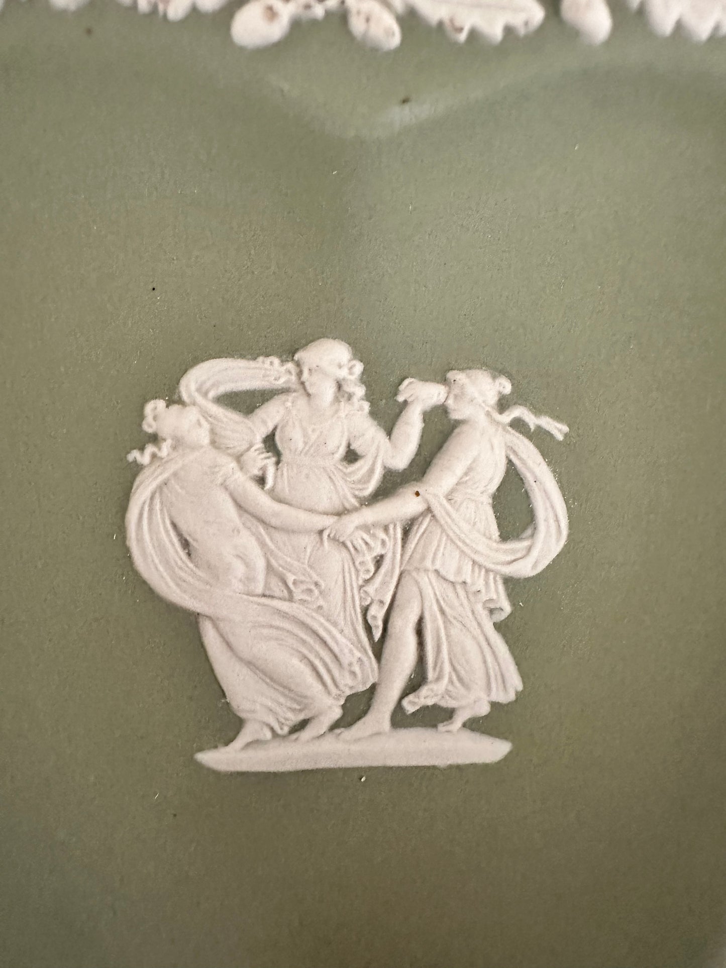 Vintage Sage Wedgwood Jasperware Heart Trinket Dish, Two Available