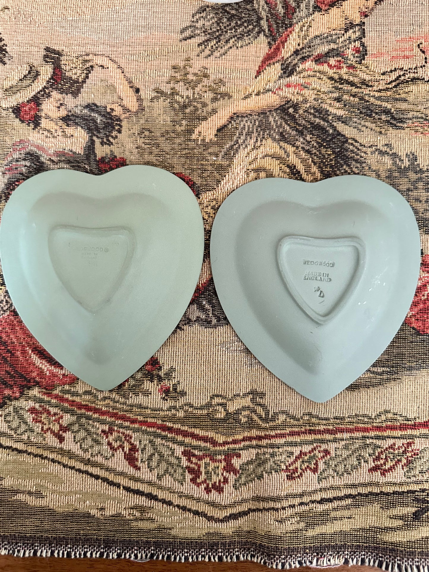 Vintage Sage Wedgwood Jasperware Heart Trinket Dish, Two Available