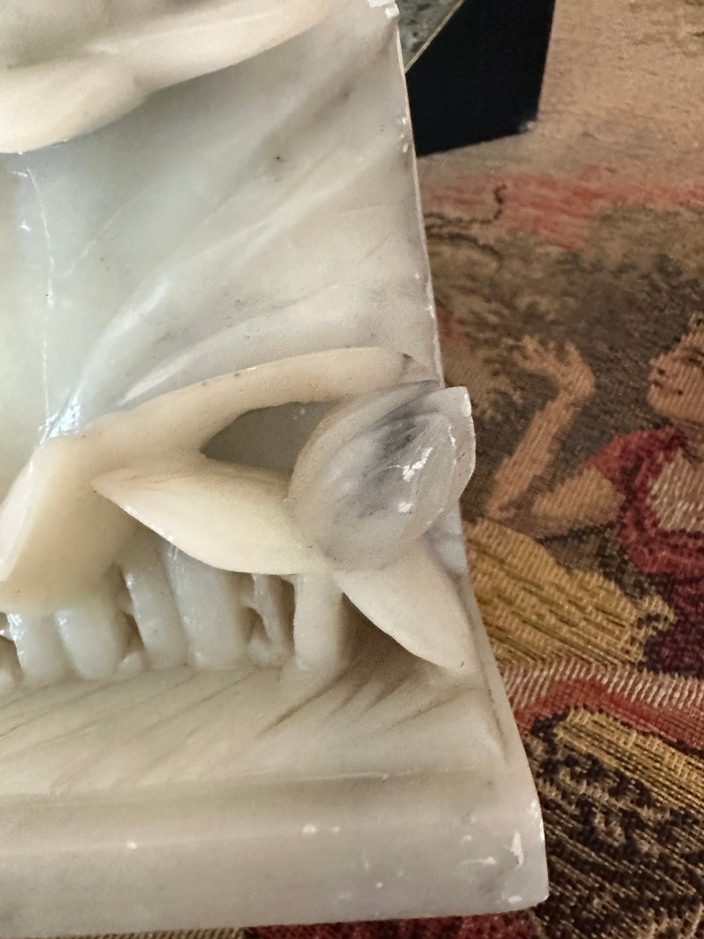 Pair of Vintage Alabaster Lotus Flower Bookends