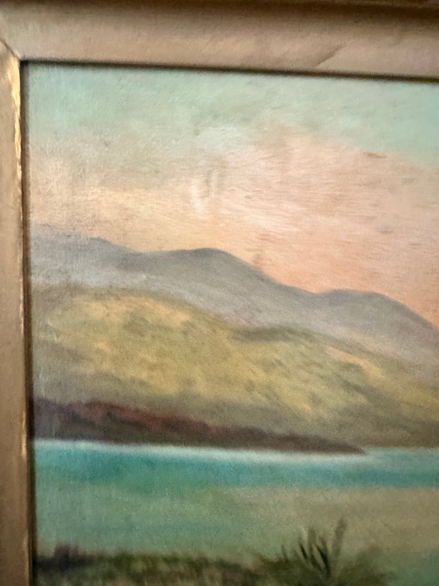 Antique English Highland Cattle Landscape Painting, Edith M. Venner, Framed Oil on Canvas, 30.5" x 18.5"