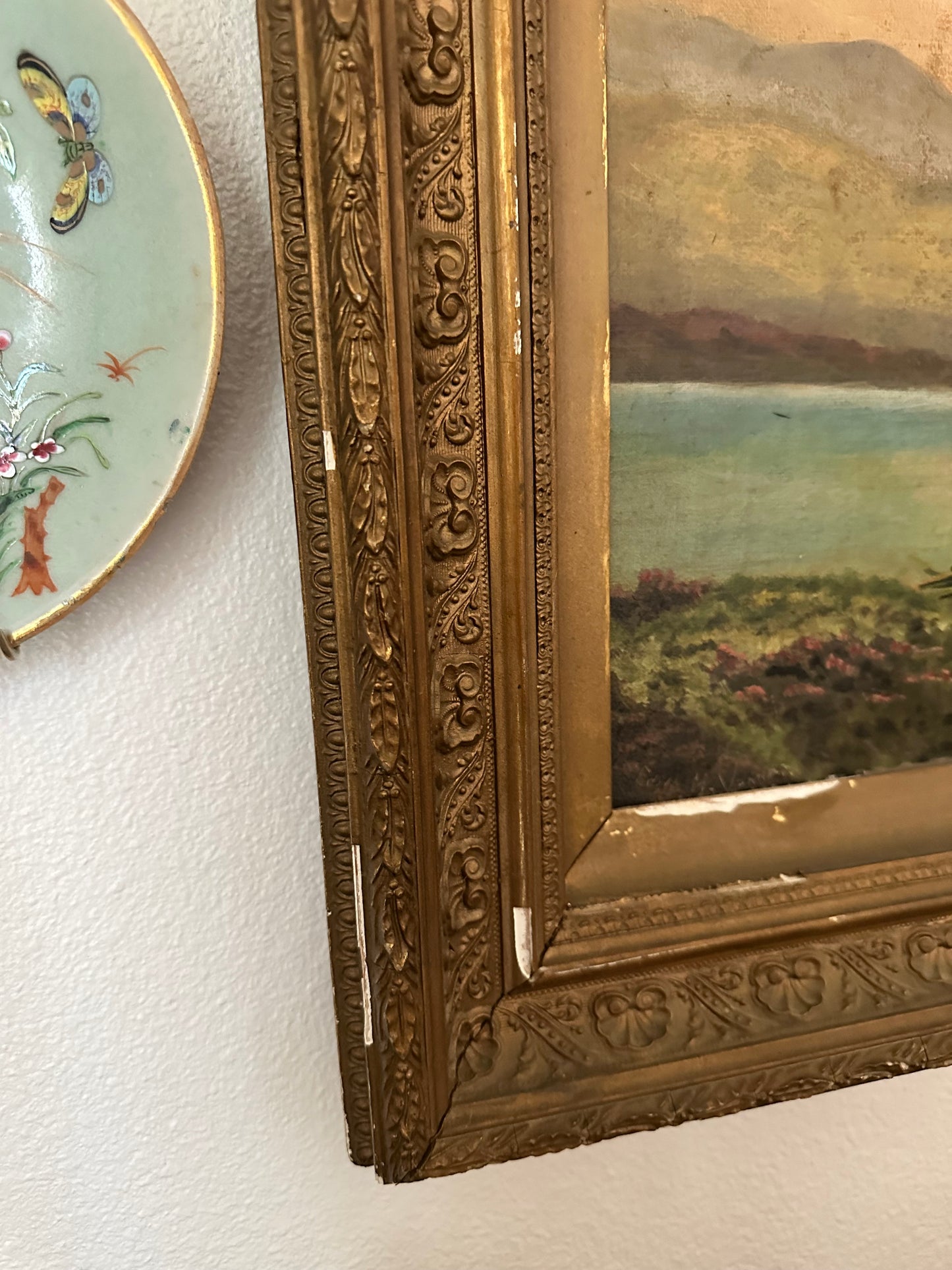 Antique English Highland Cattle Landscape Painting, Edith M. Venner, Framed Oil on Canvas, 30.5" x 18.5"