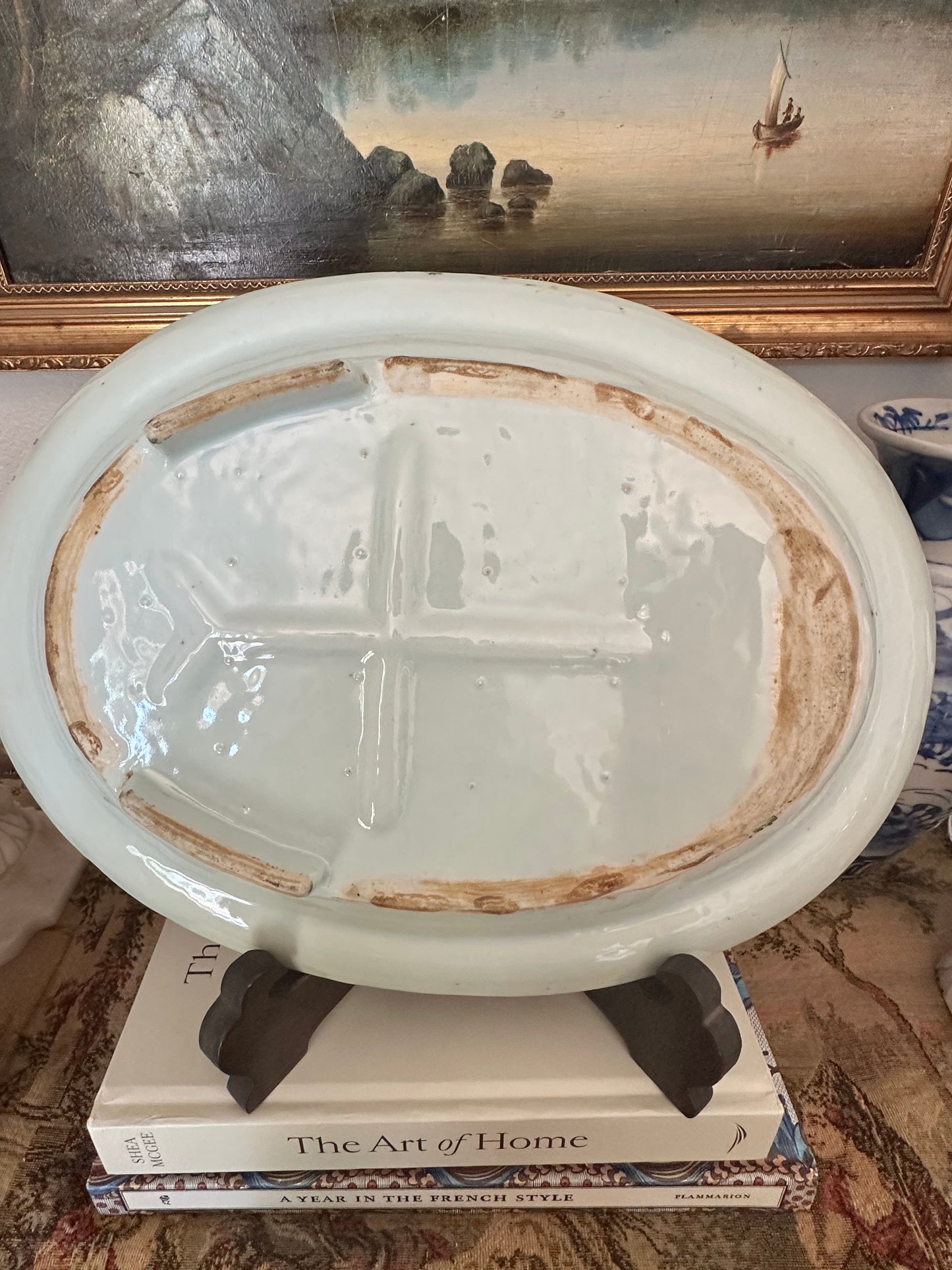 Antique Rose Medallion Meat Platter | Chinese Export Serving Tray | 15" x 11.5"