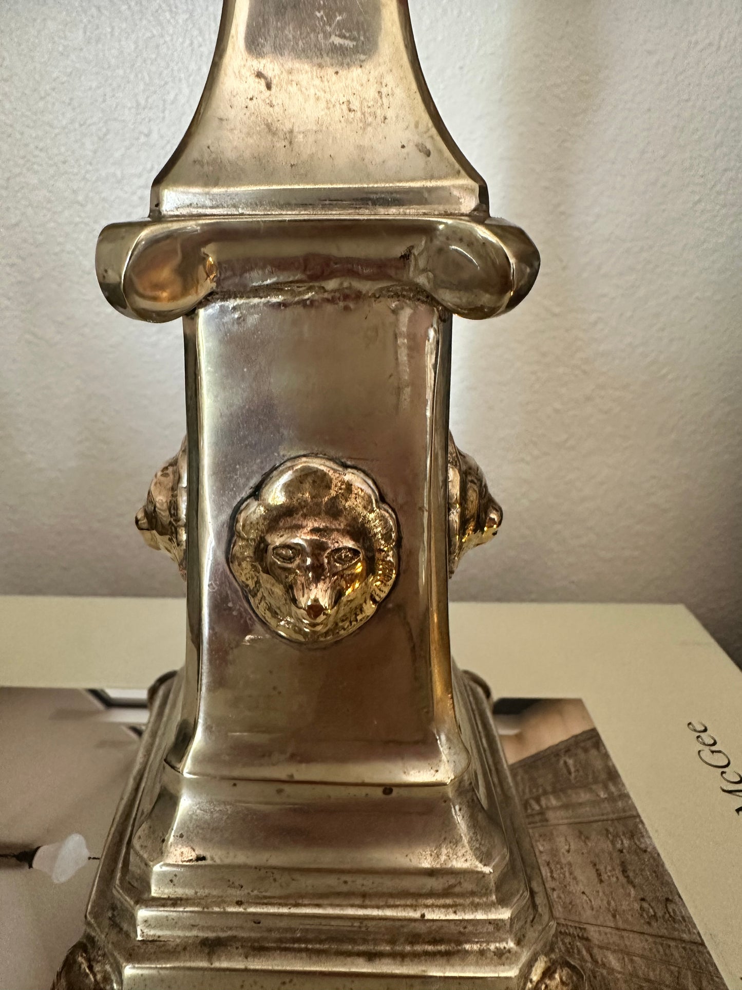 Early 20th Century Silver Plate Candlestick with Lions
