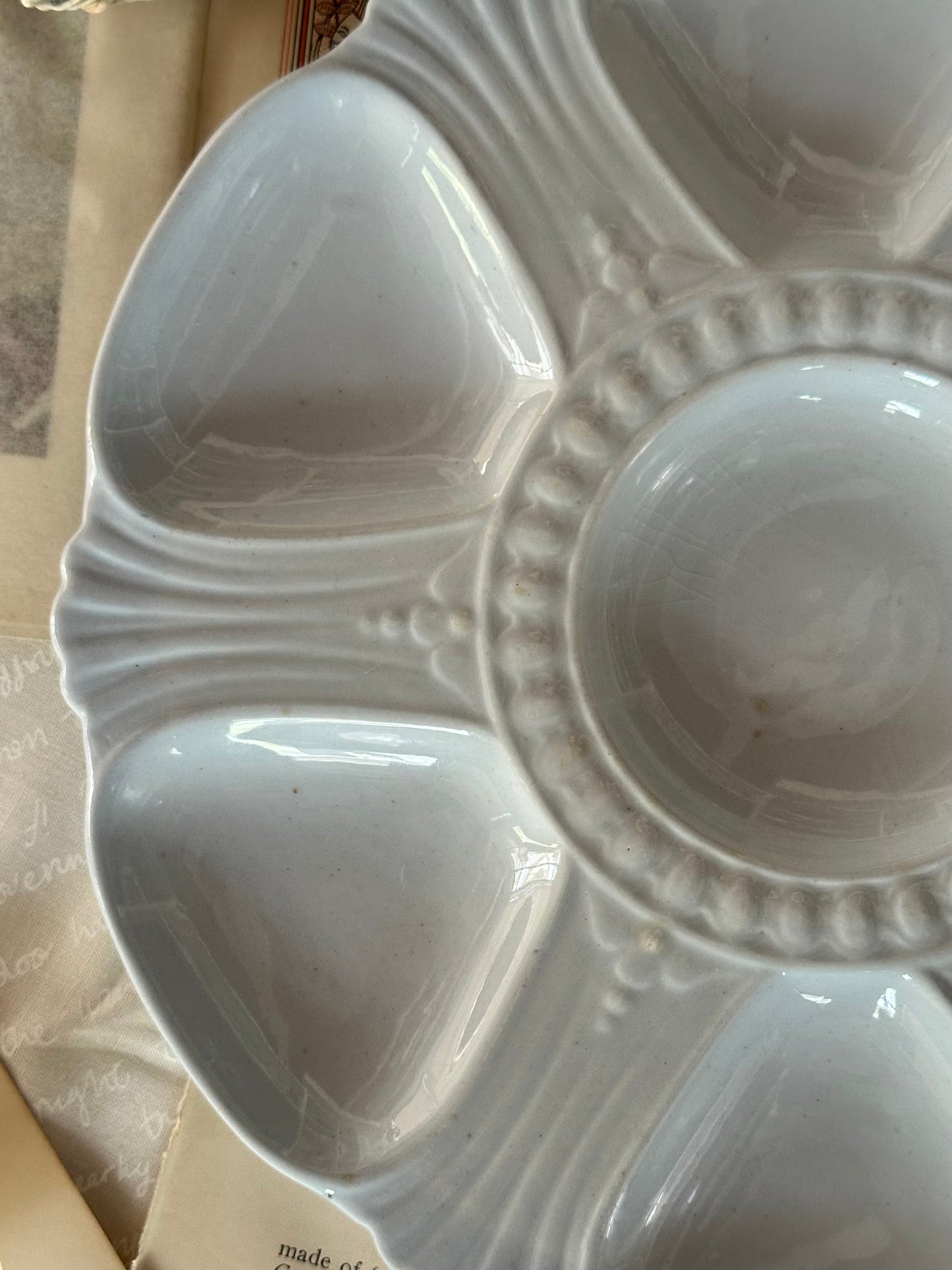 Antique Victorian Powder Blue Glass Oyster Plate | Pearl Dot Style | 8.75"