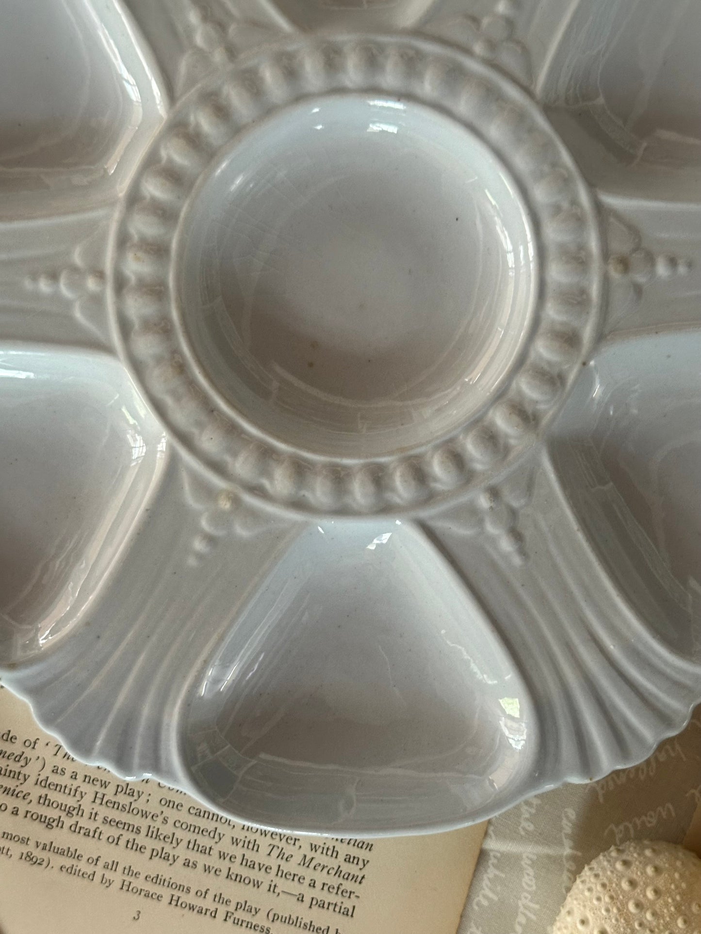 Antique Victorian Powder Blue Glass Oyster Plate | Pearl Dot Style | 8.75"