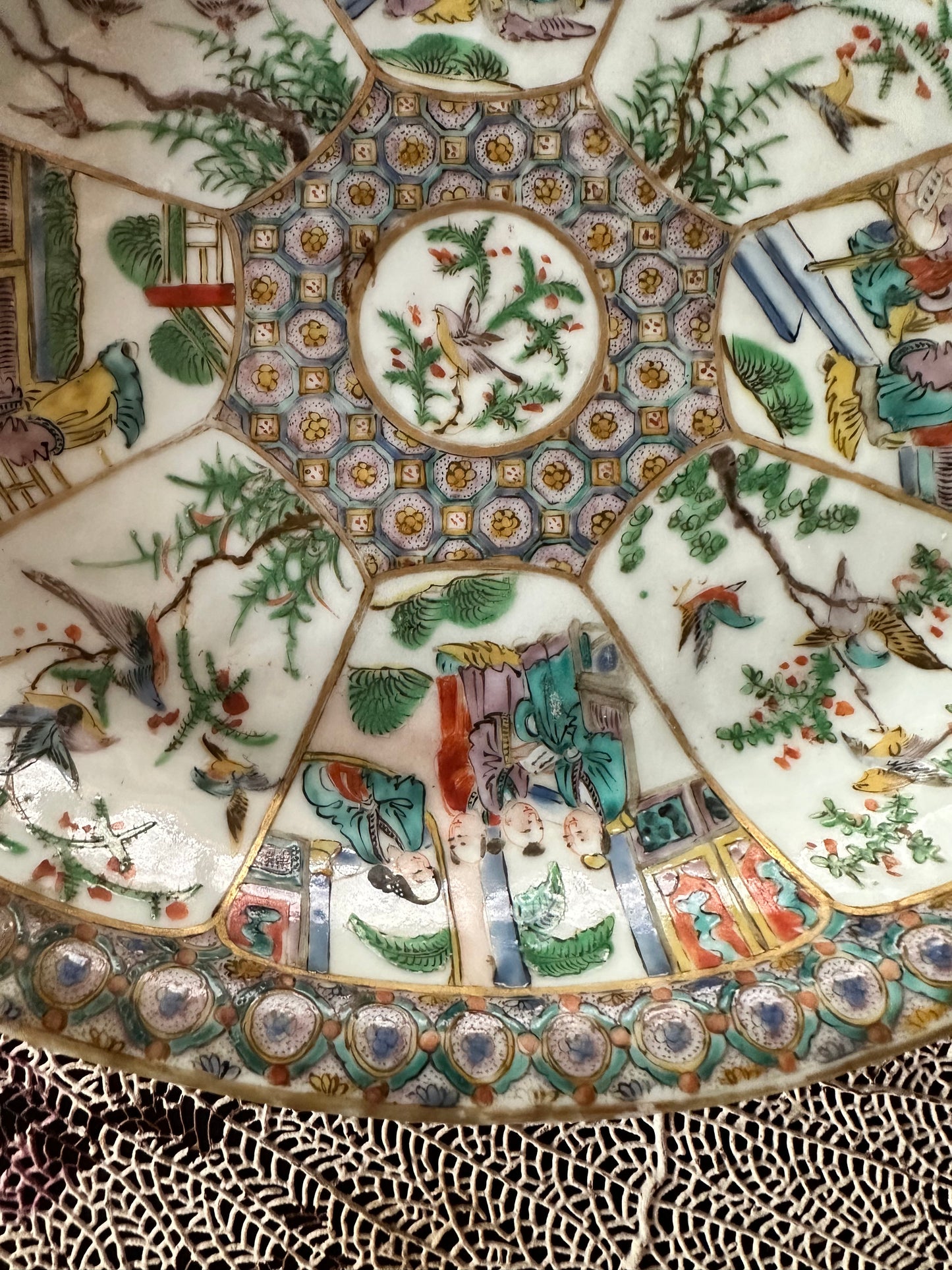 19th Century Antique Chinese Famille Verte Canton Oval Platter | 11" x 9"