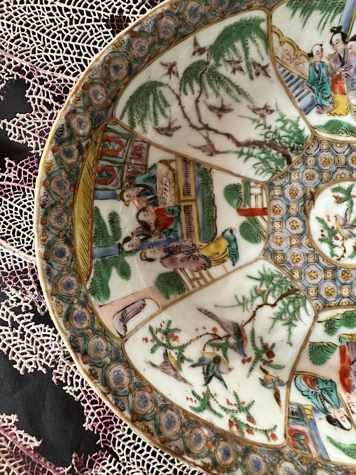19th Century Antique Chinese Famille Verte Canton Oval Platter | 11" x 9"