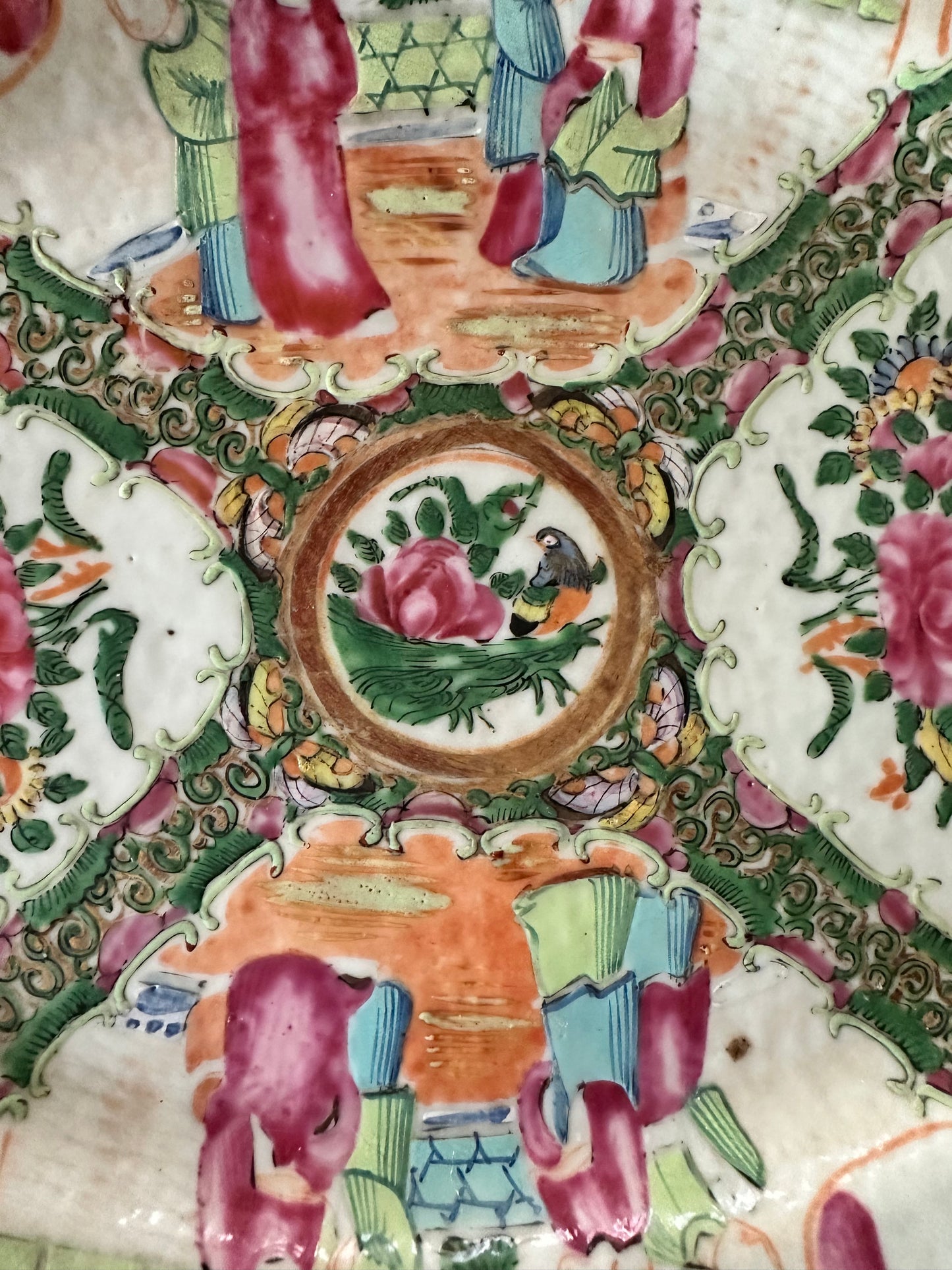 19th Century Antique Chinese Rose Medallion Oval Platter | 10.5" x 8"