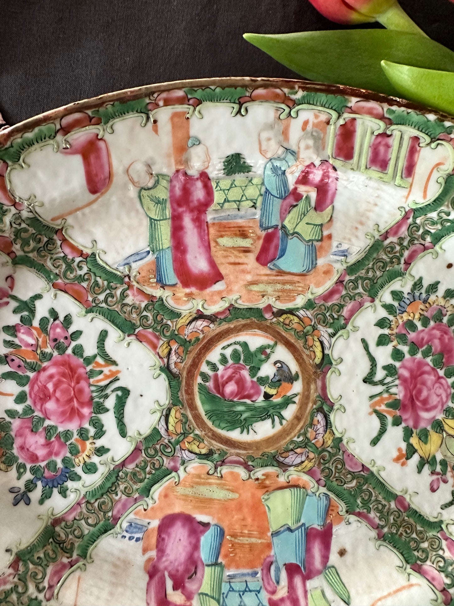 19th Century Antique Chinese Rose Medallion Oval Platter | 10.5" x 8"