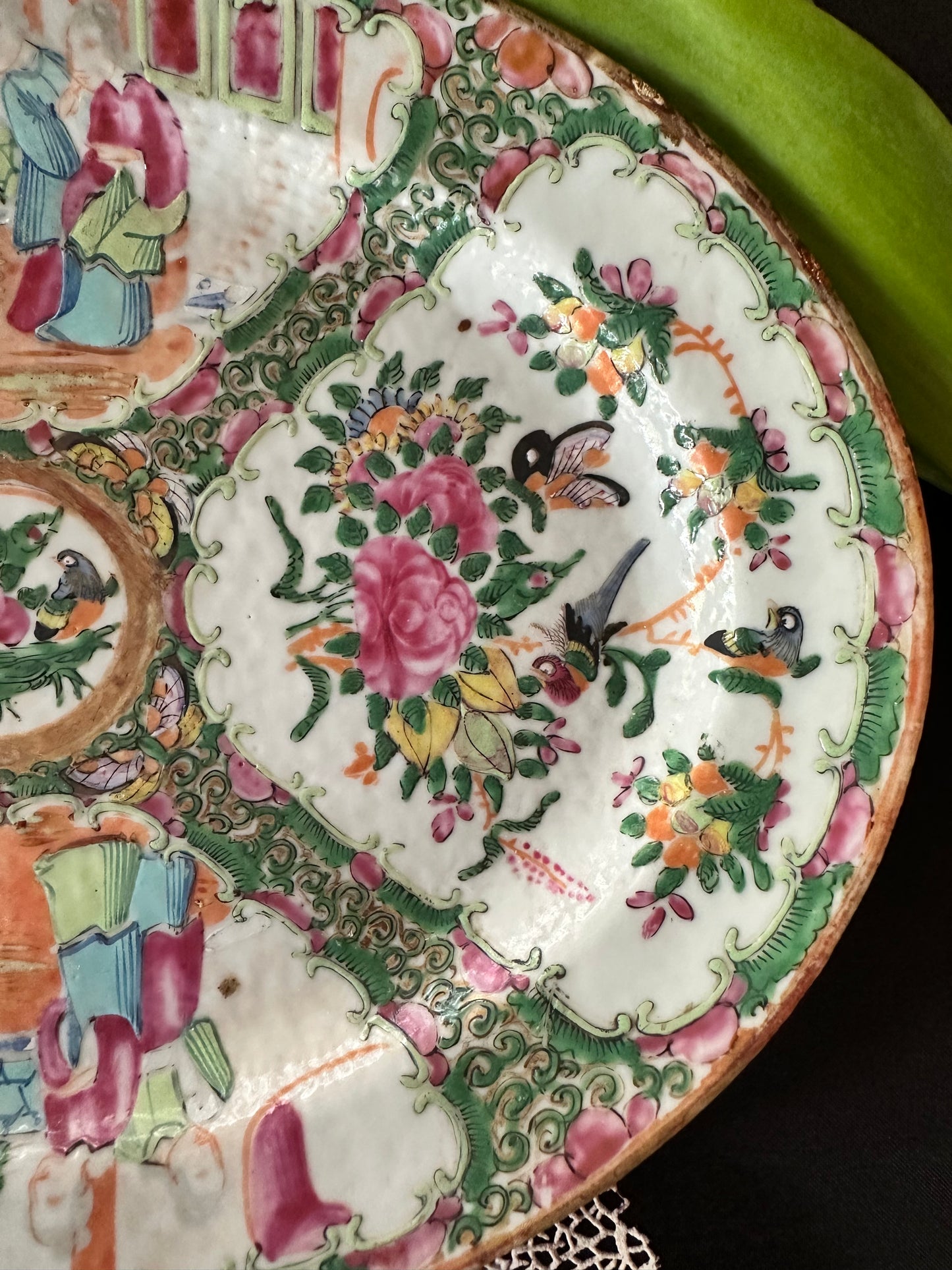 19th Century Antique Chinese Rose Medallion Oval Platter | 10.5" x 8"