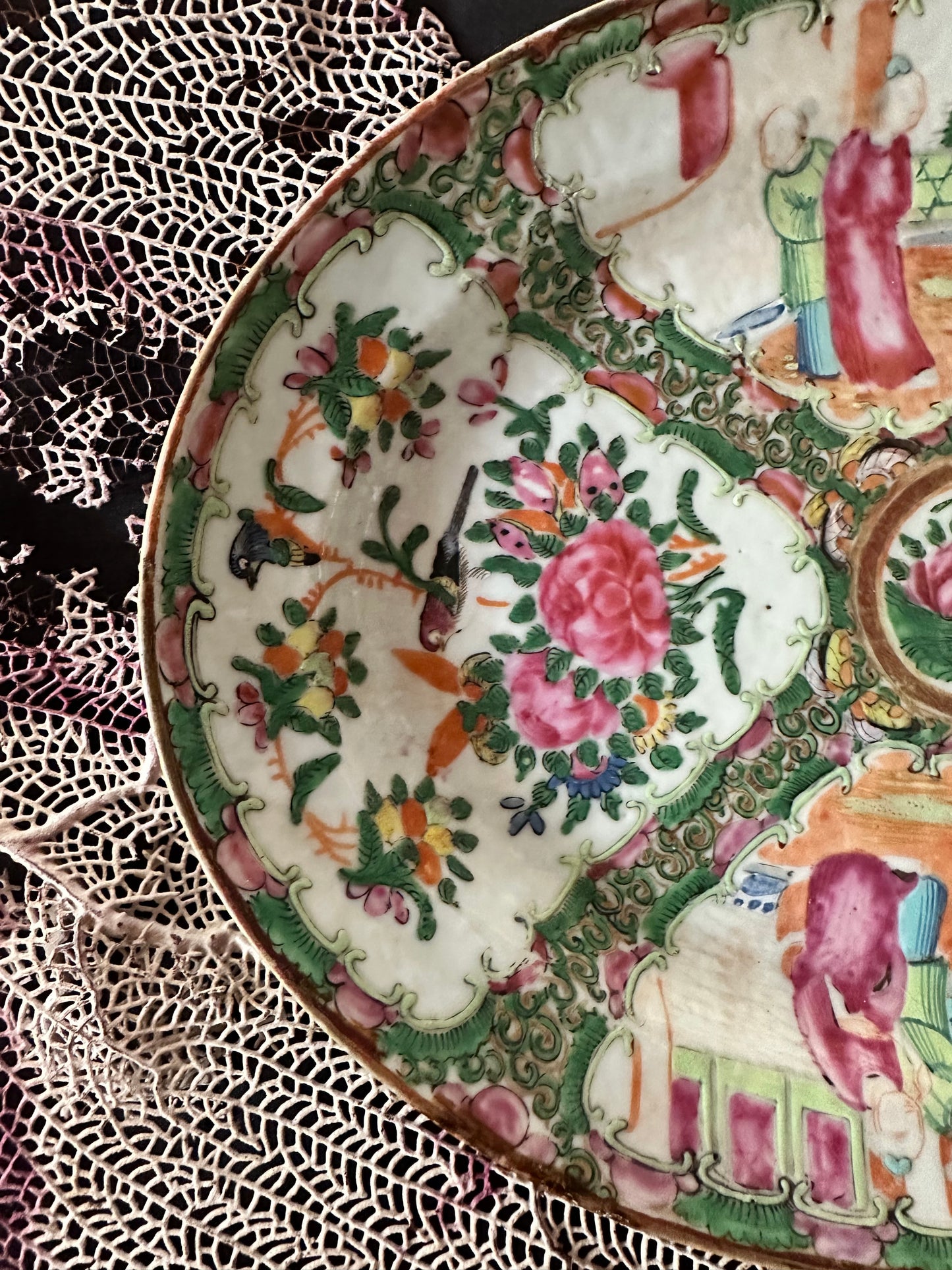 19th Century Antique Chinese Rose Medallion Oval Platter | 10.5" x 8"