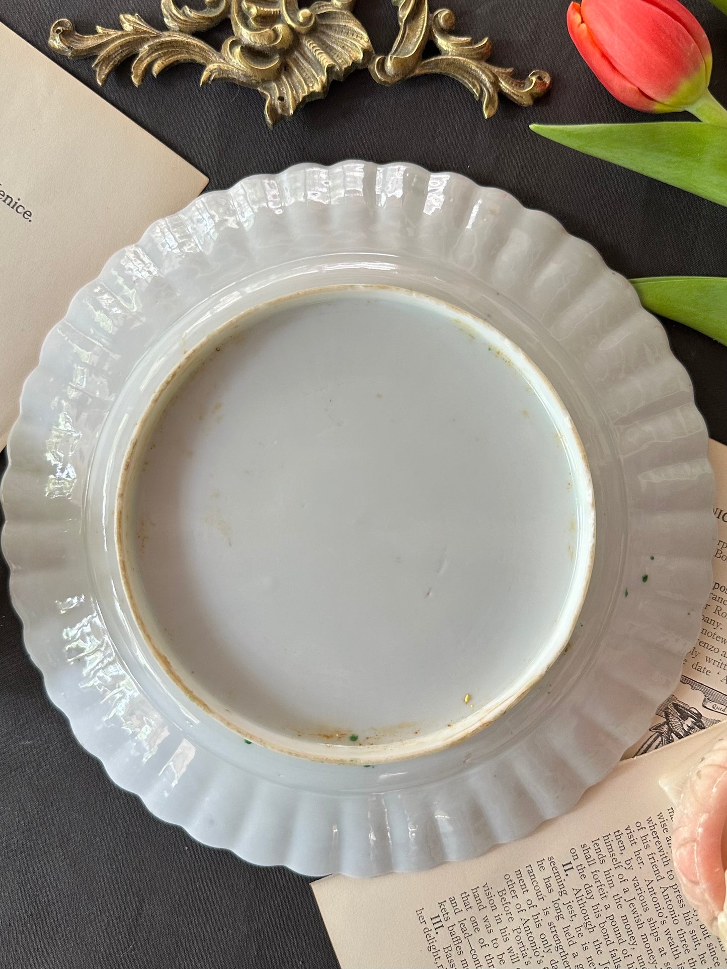 19th Century Antique Chinese Rose Medallion Scalloped Plates | 8.5" | 3 Available