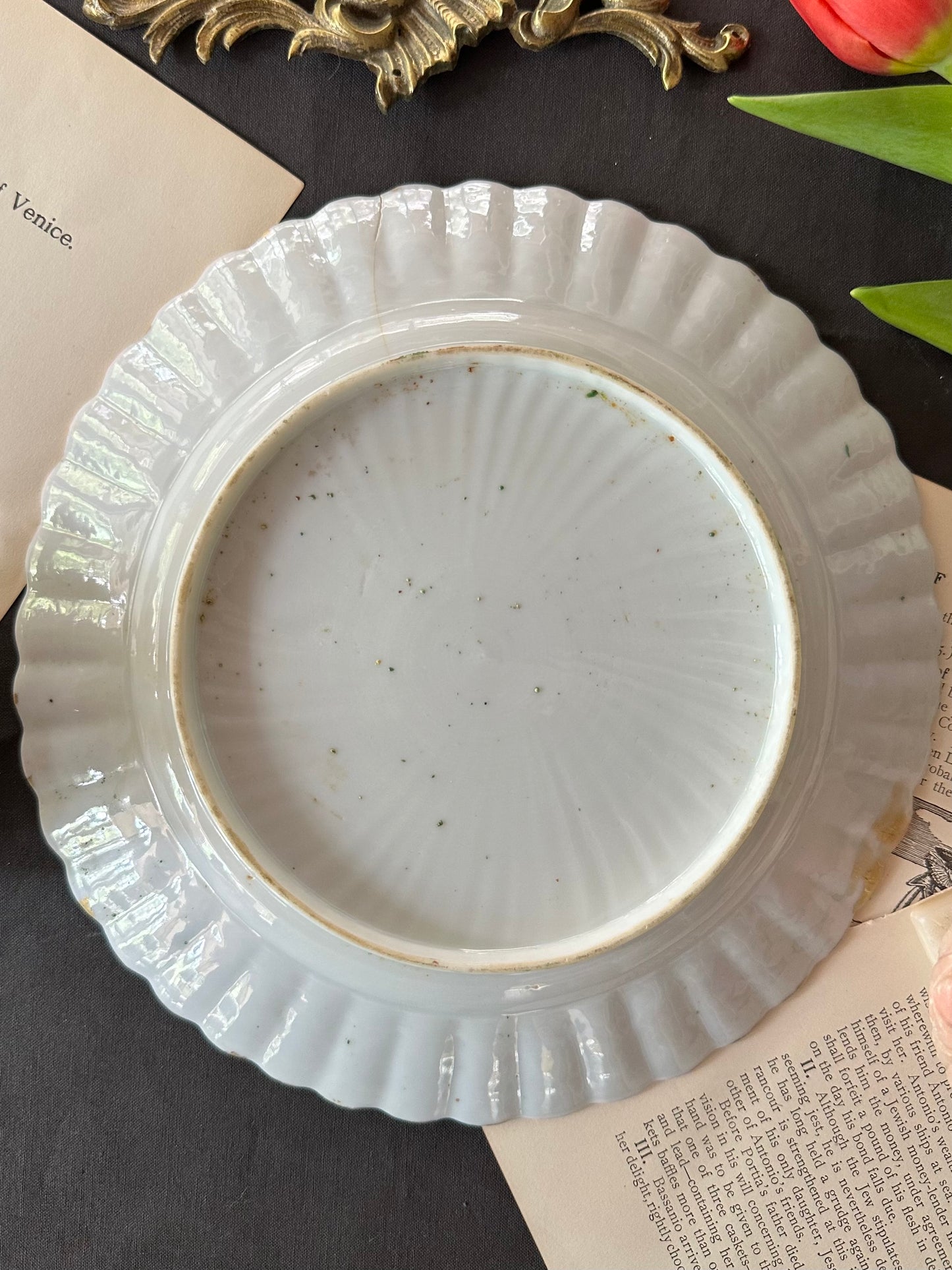 19th Century Antique Chinese Rose Medallion Scalloped Plates | 8.5" | 3 Available