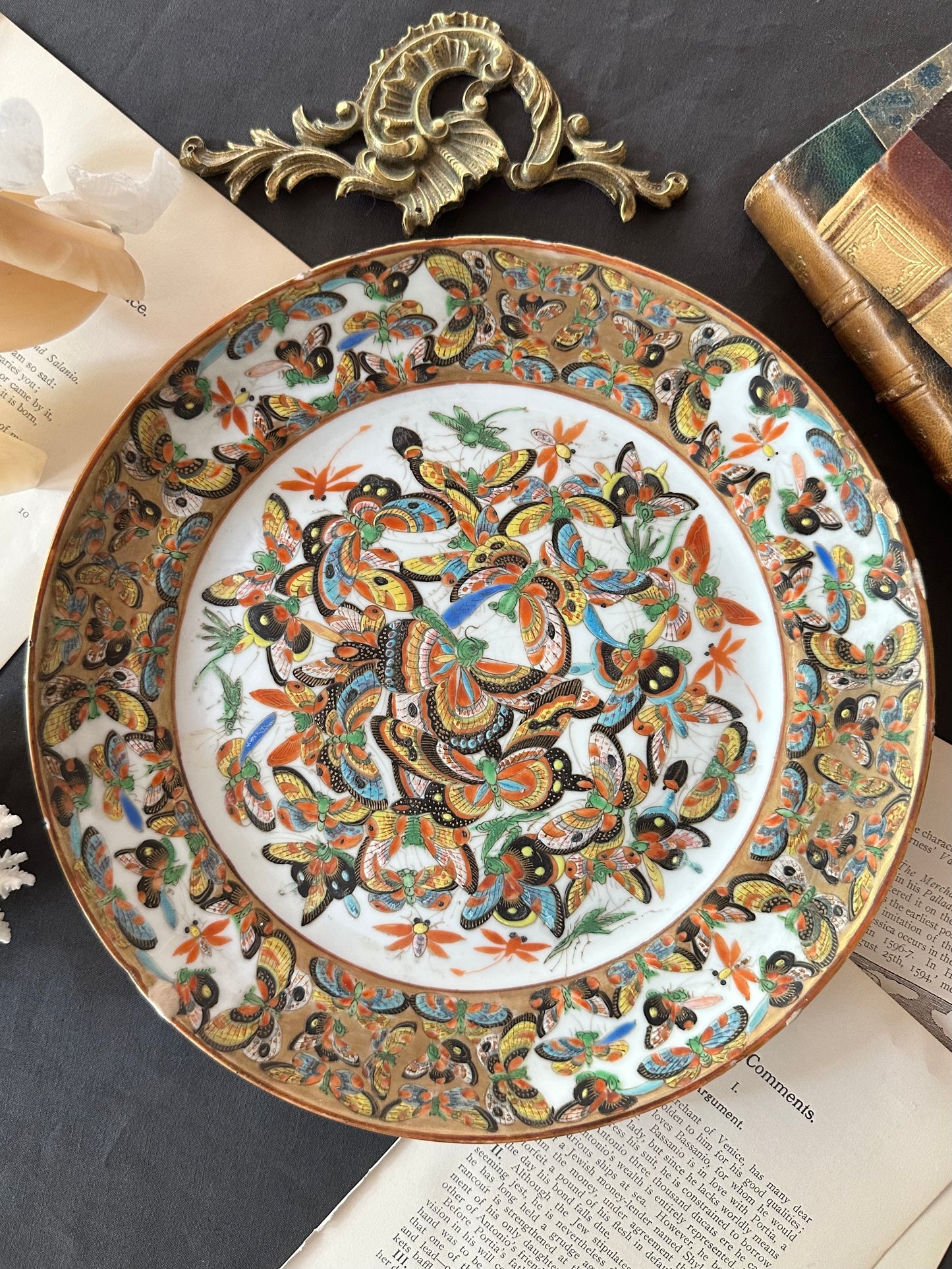 Antique Chinese Thousand Butterflies Porcelain Plate | 9.25"