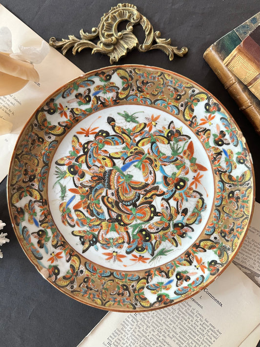 Antique Chinese Thousand Butterflies Porcelain Plate | 9.25"
