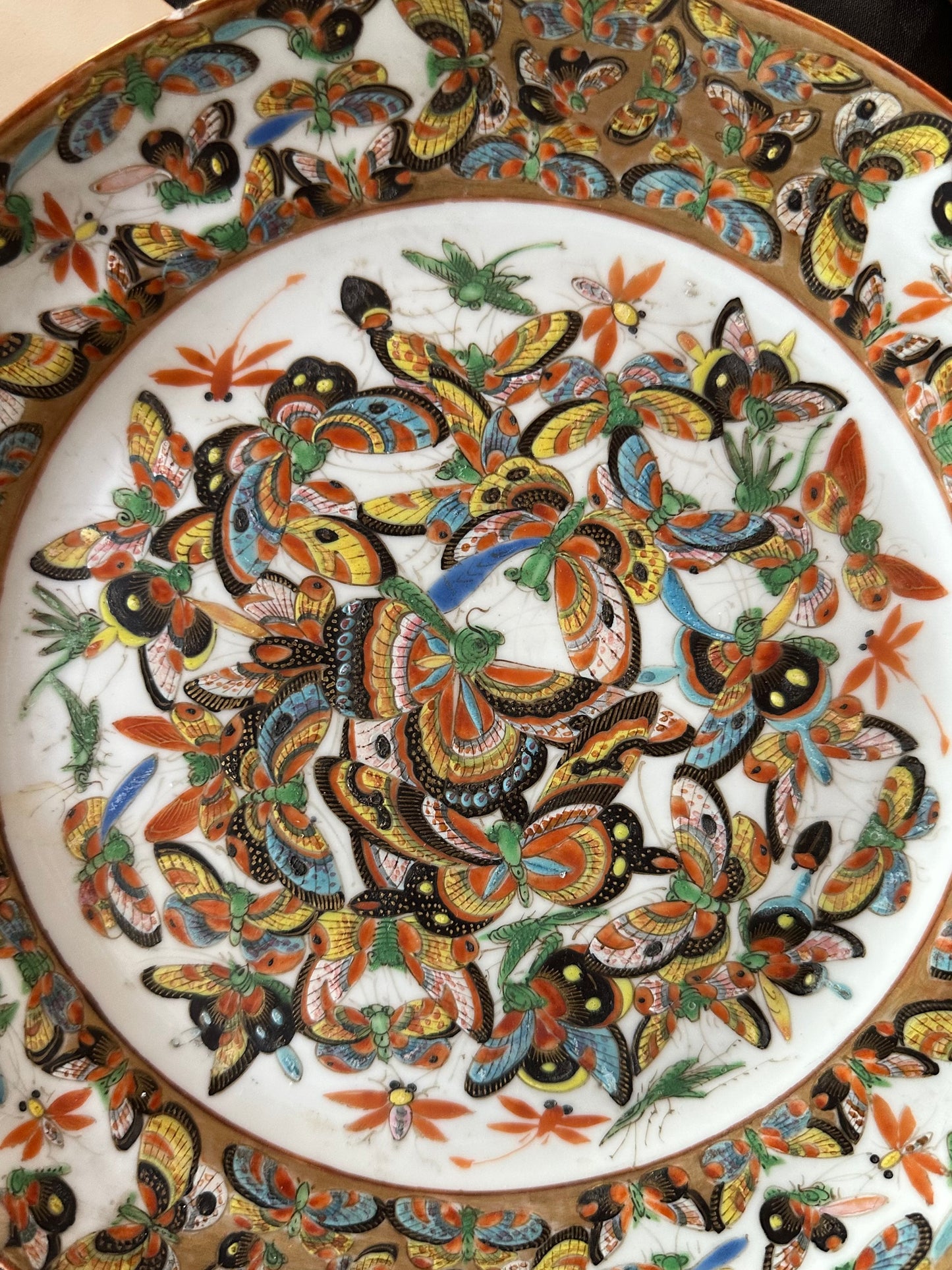 Antique Chinese Thousand Butterflies Porcelain Plate | 9.25"