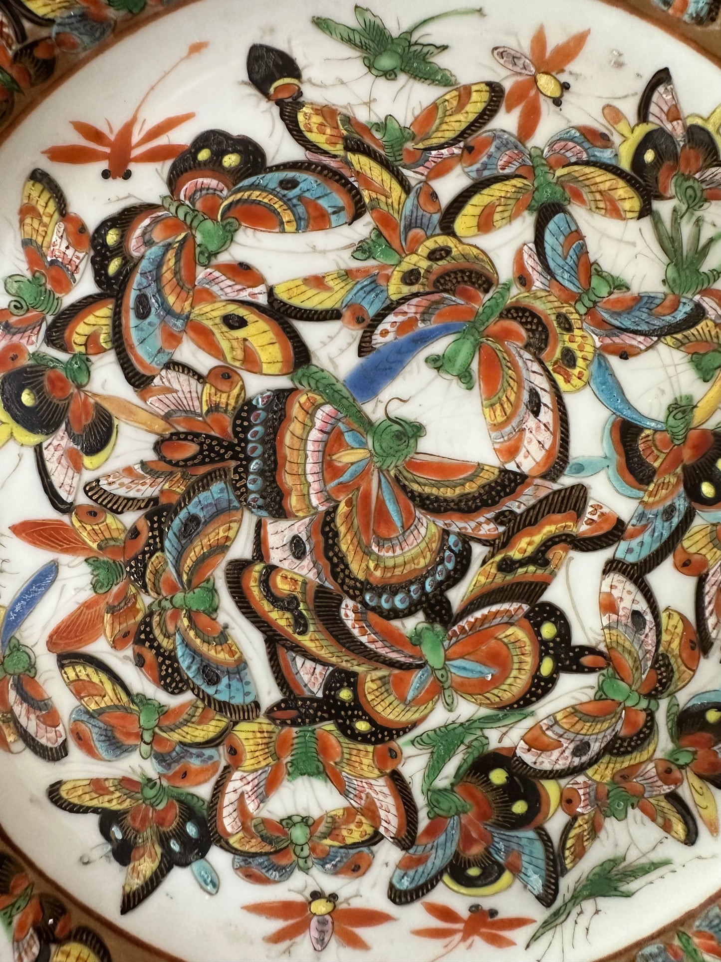 Antique Chinese Thousand Butterflies Porcelain Plate | 9.25"
