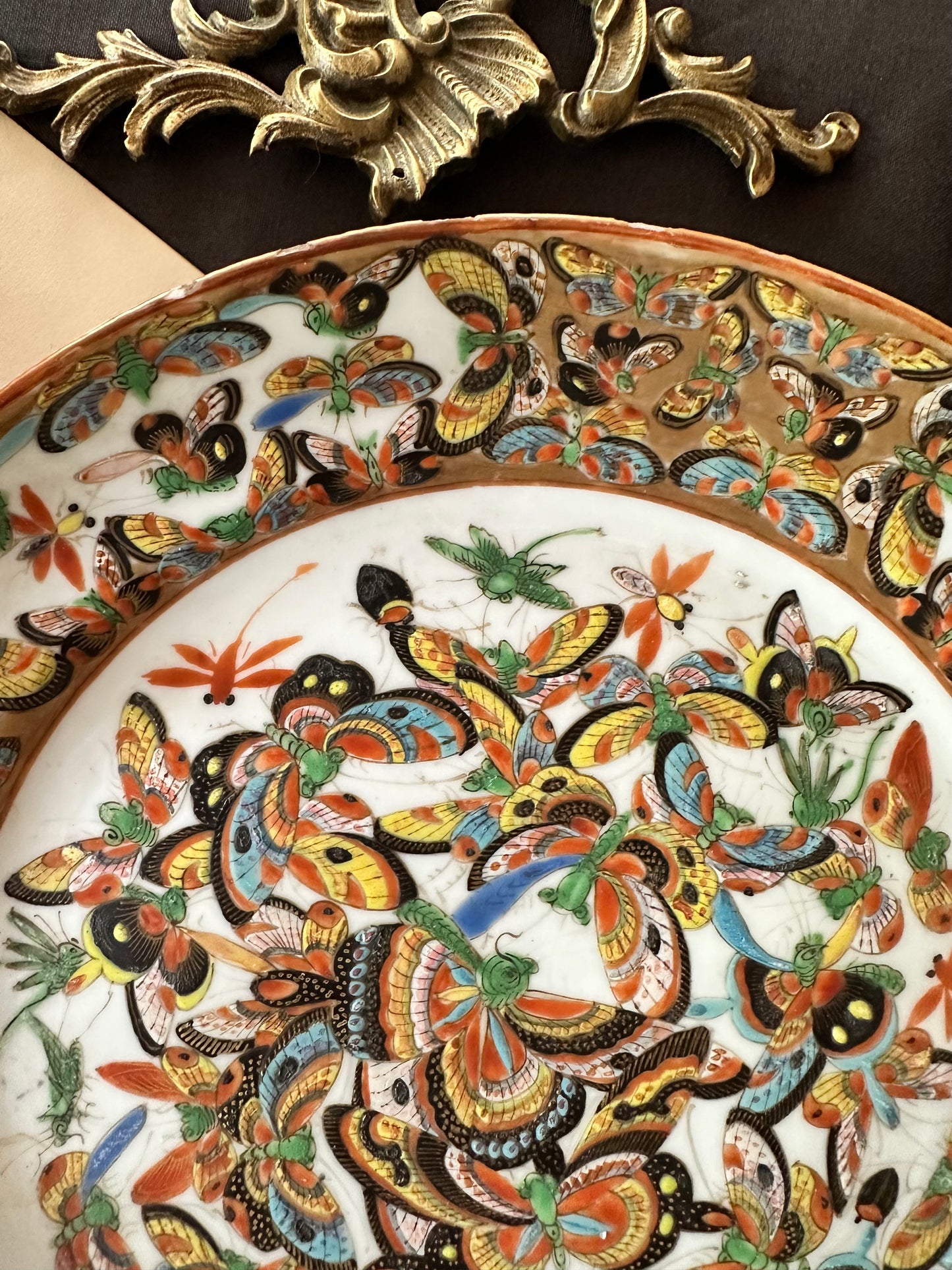 Antique Chinese Thousand Butterflies Porcelain Plate | 9.25"