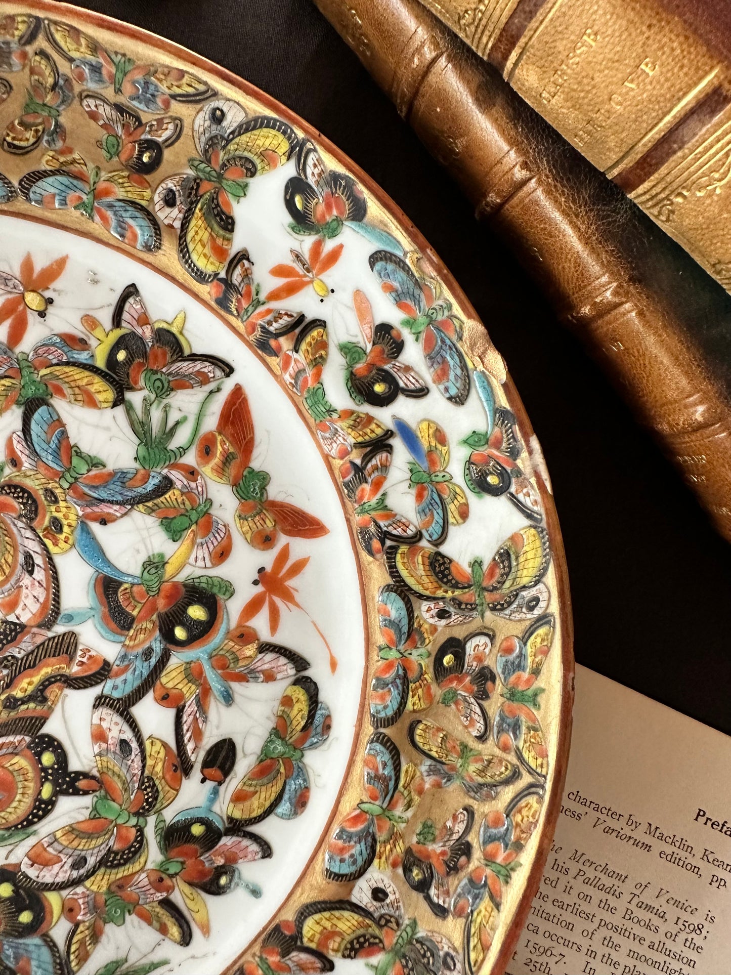 Antique Chinese Thousand Butterflies Porcelain Plate | 9.25"