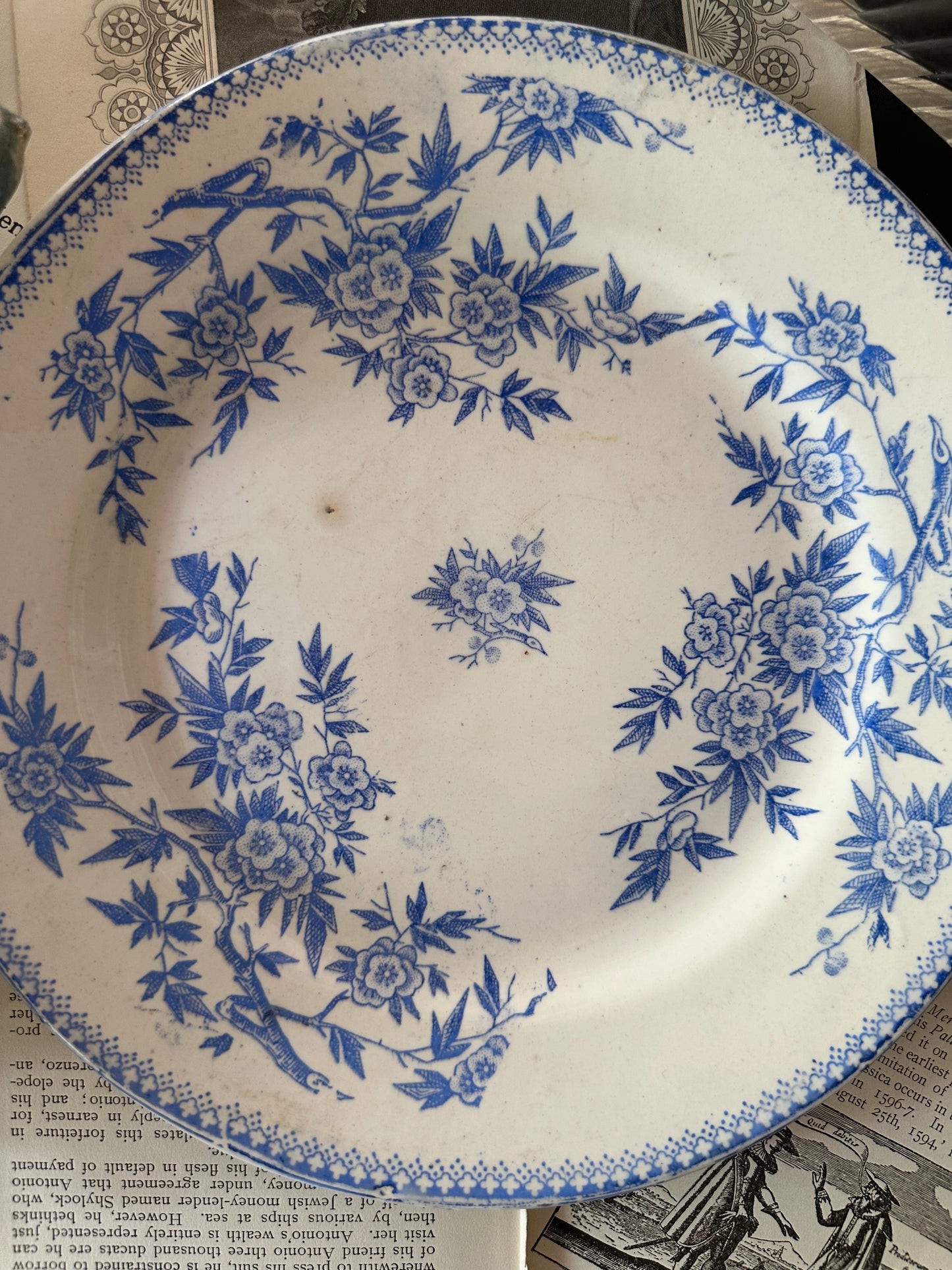 Antique French Terre de Fer Grigny Blue Transferware Plate 9" | c. 1880–1900