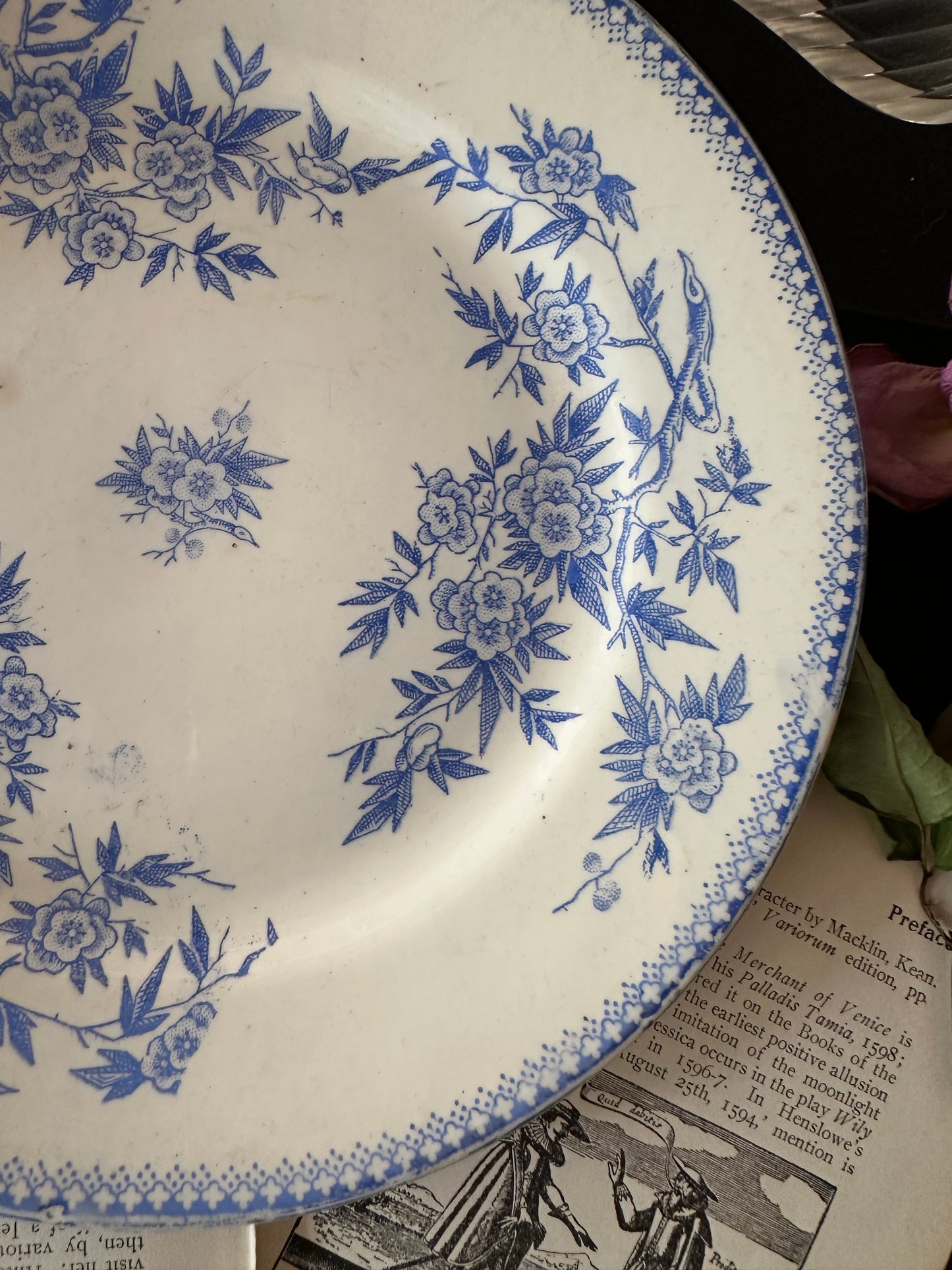 Antique French Terre de Fer Grigny Blue Transferware Plate 9" | c. 1880–1900