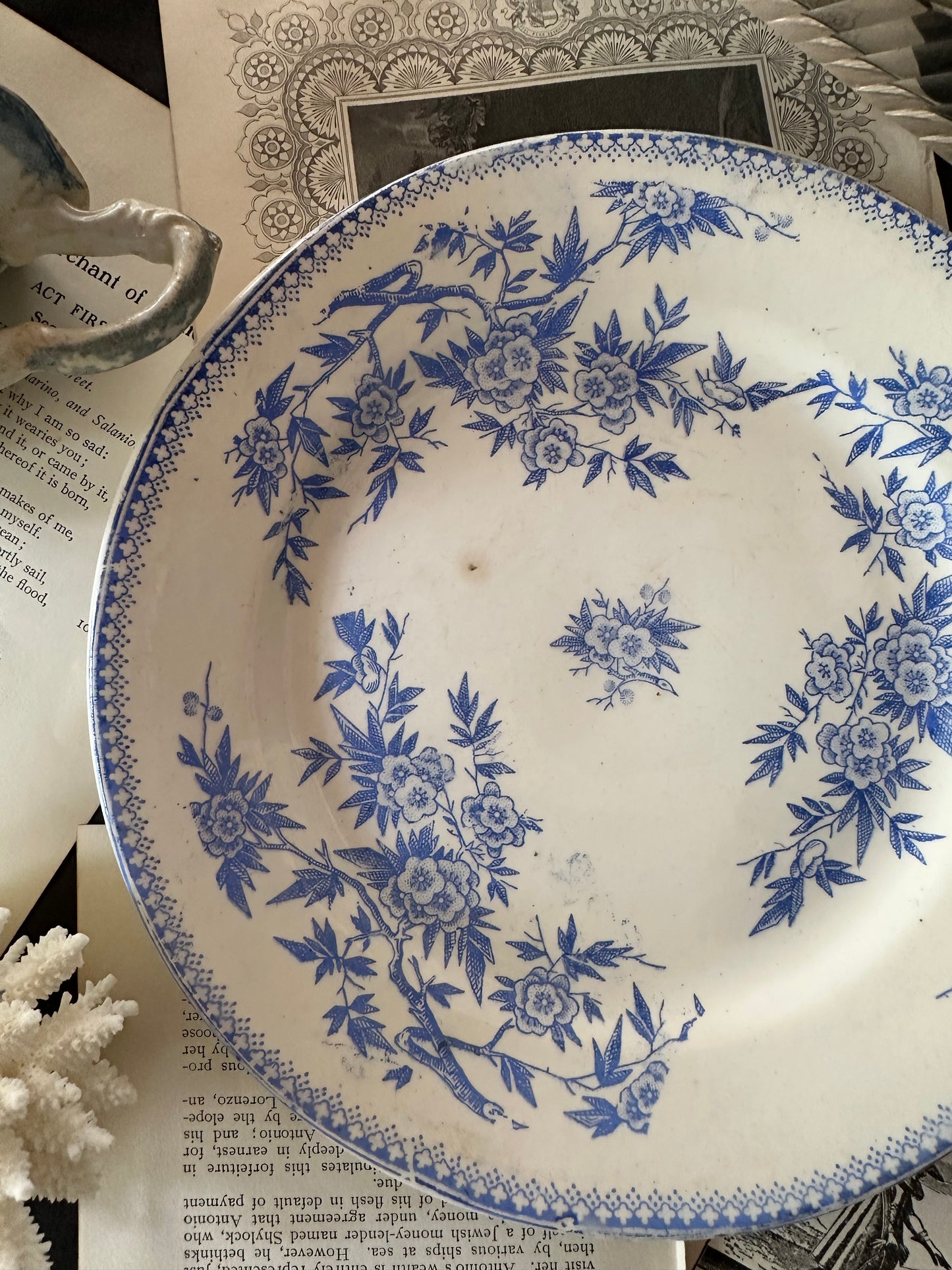 Antique French Terre de Fer Grigny Blue Transferware Plate 9" | c. 1880–1900