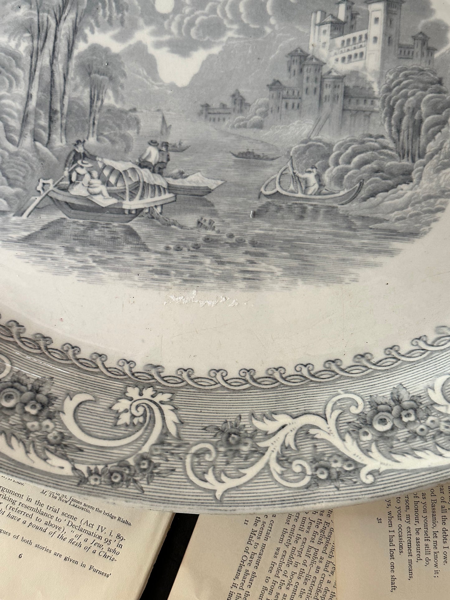 Antique Johnson Brothers Rhine Gray Transferware Platter | 18.5"